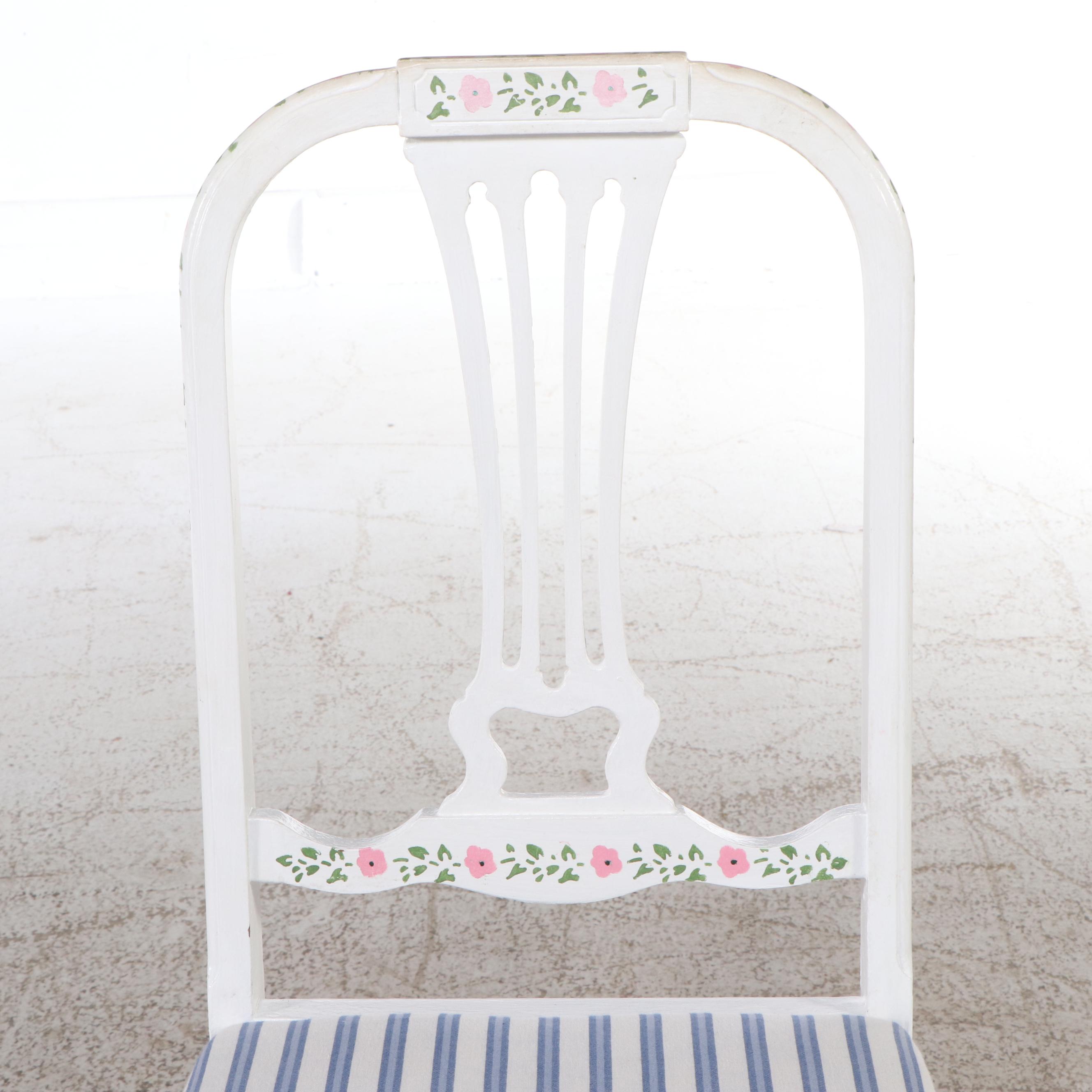 Lous XV Style Paint-Decorated Wood Desk and Chair