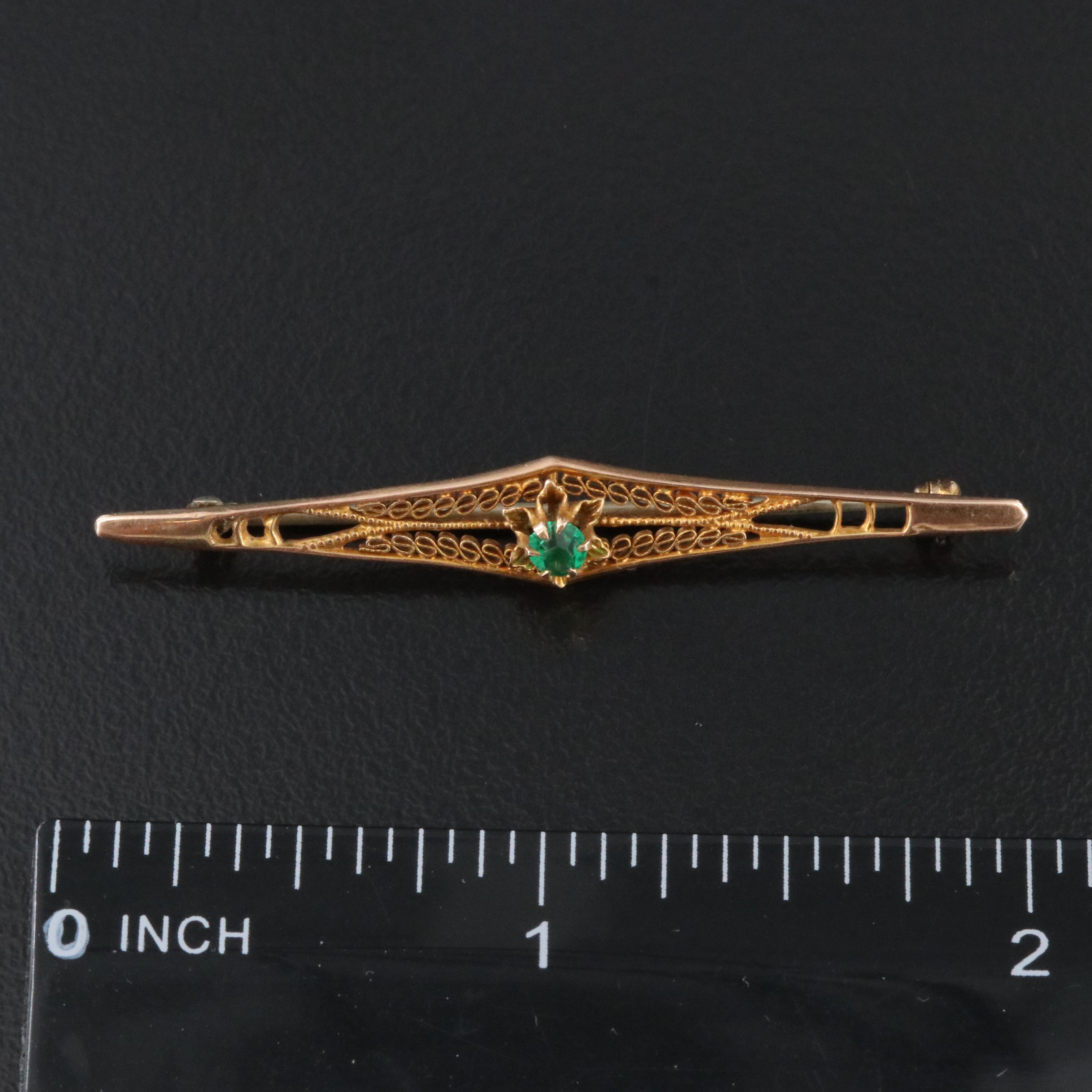 Vintage 10K Glass Bar Pin