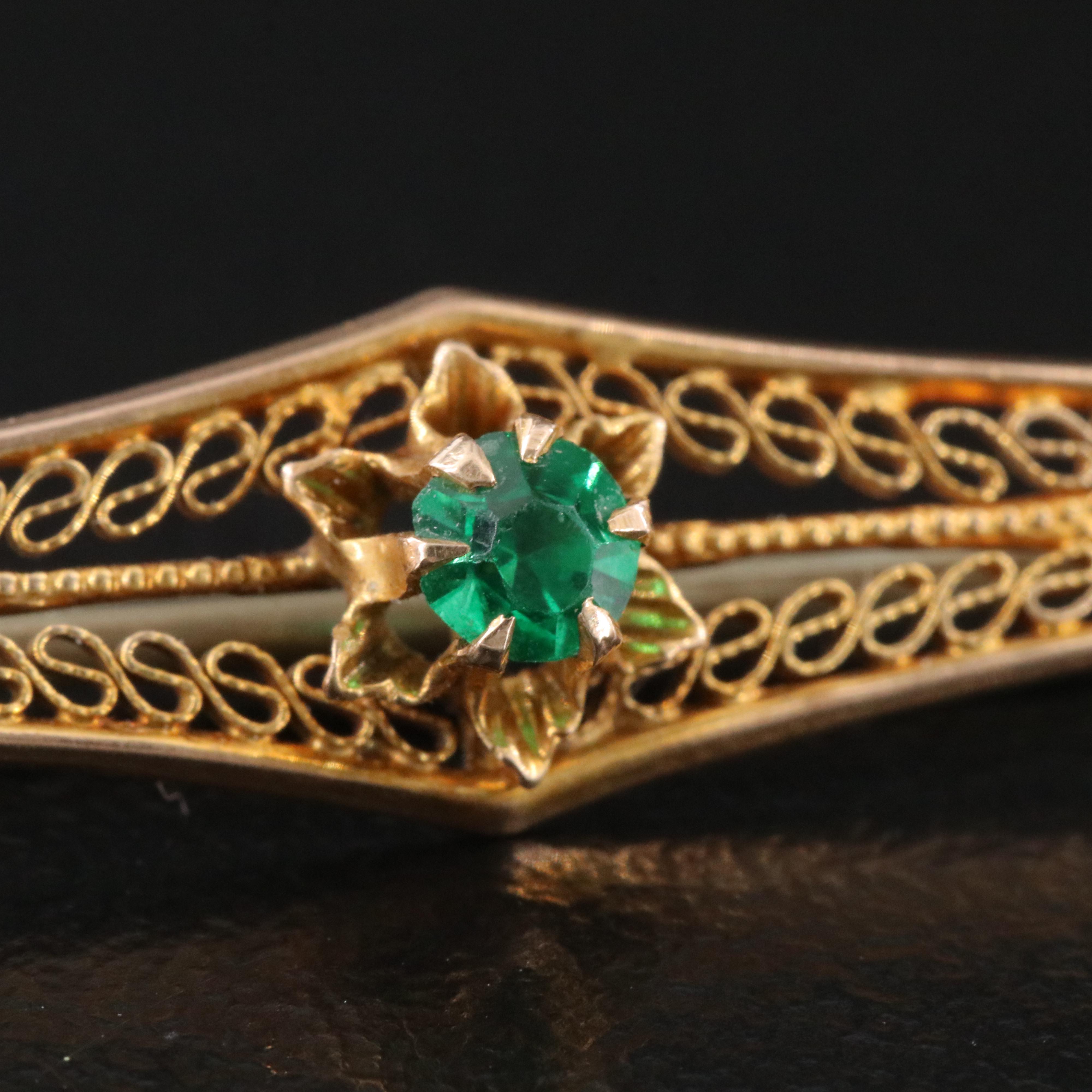 Vintage 10K Glass Bar Pin