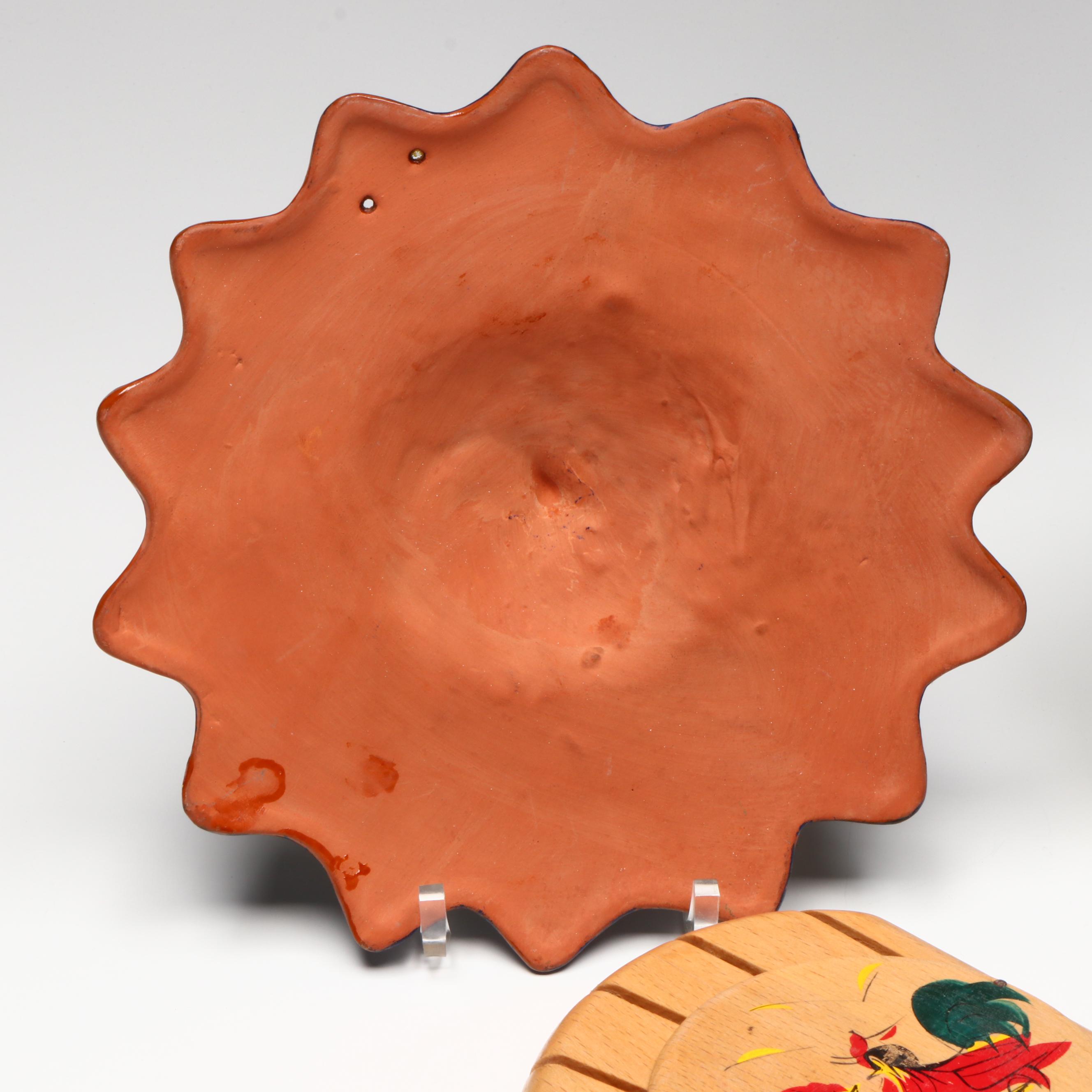 Mexican Hand-Painted Sunface, Boho Piggy Bank, with Windchimes, Knifeblock