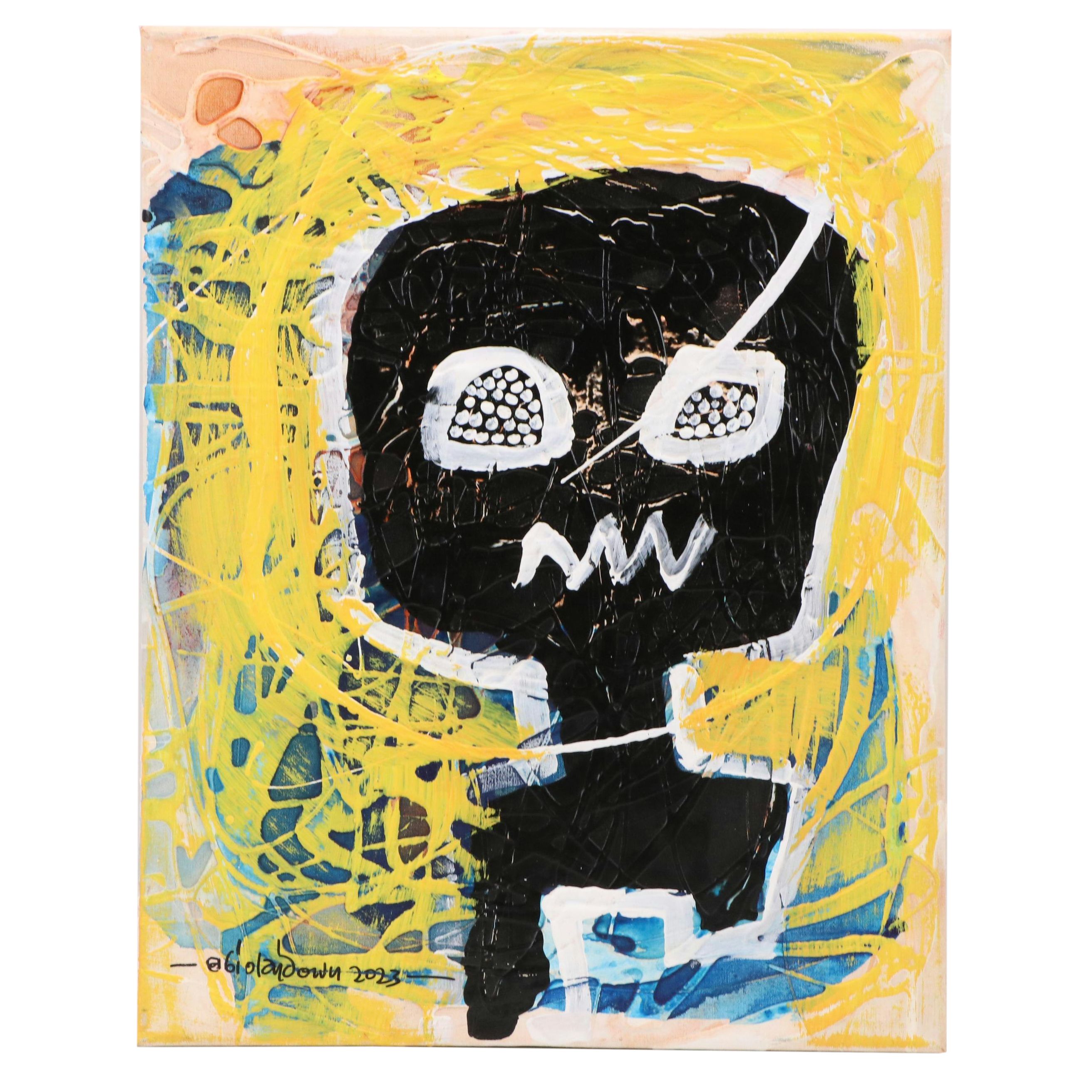 Abiola Idowu Stylized Mixed Media Portrait "Wealth," 2023