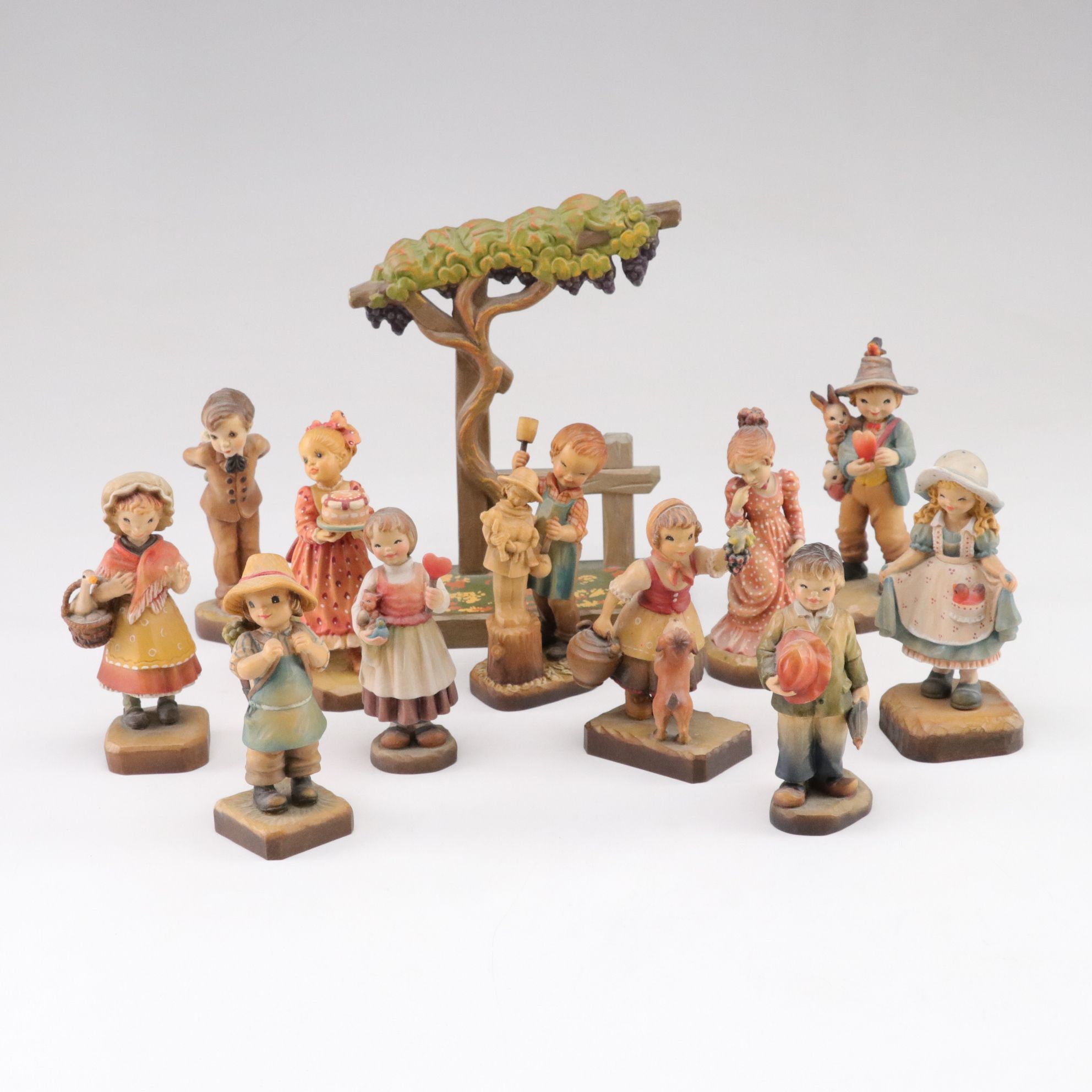 Italian ANRI Hand Carved Wooden "Make A Wish", "Harvest Time" and More Figurines