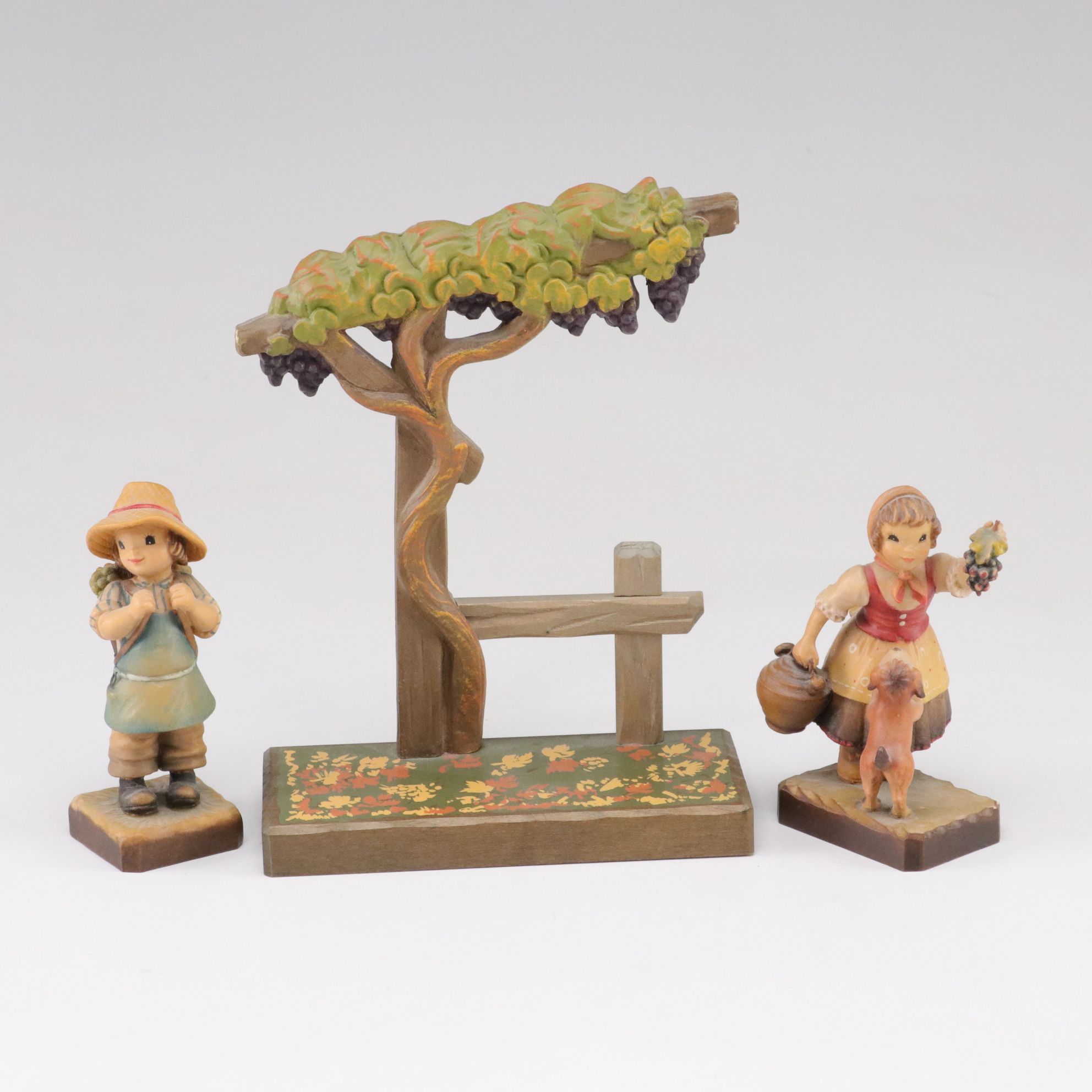 Italian ANRI Hand Carved Wooden "Make A Wish", "Harvest Time" and More Figurines