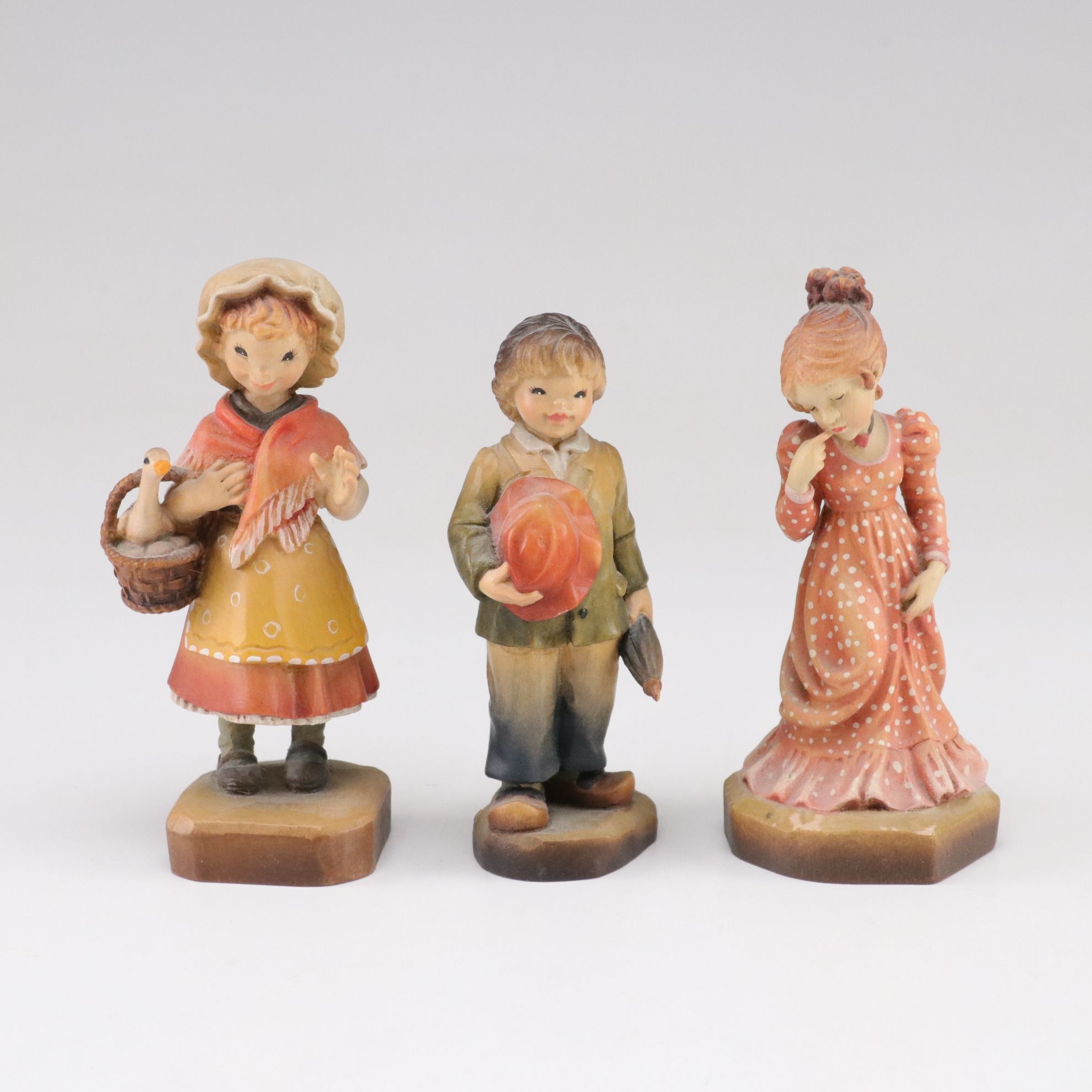 Italian ANRI Hand Carved Wooden "Make A Wish", "Harvest Time" and More Figurines