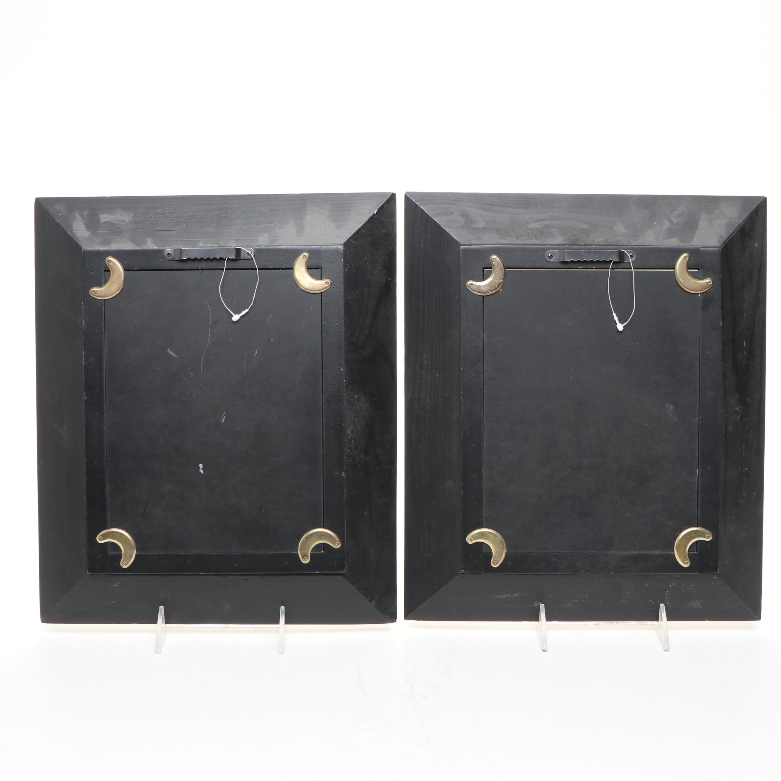 Wood Framed Mirrors with Foliage Art