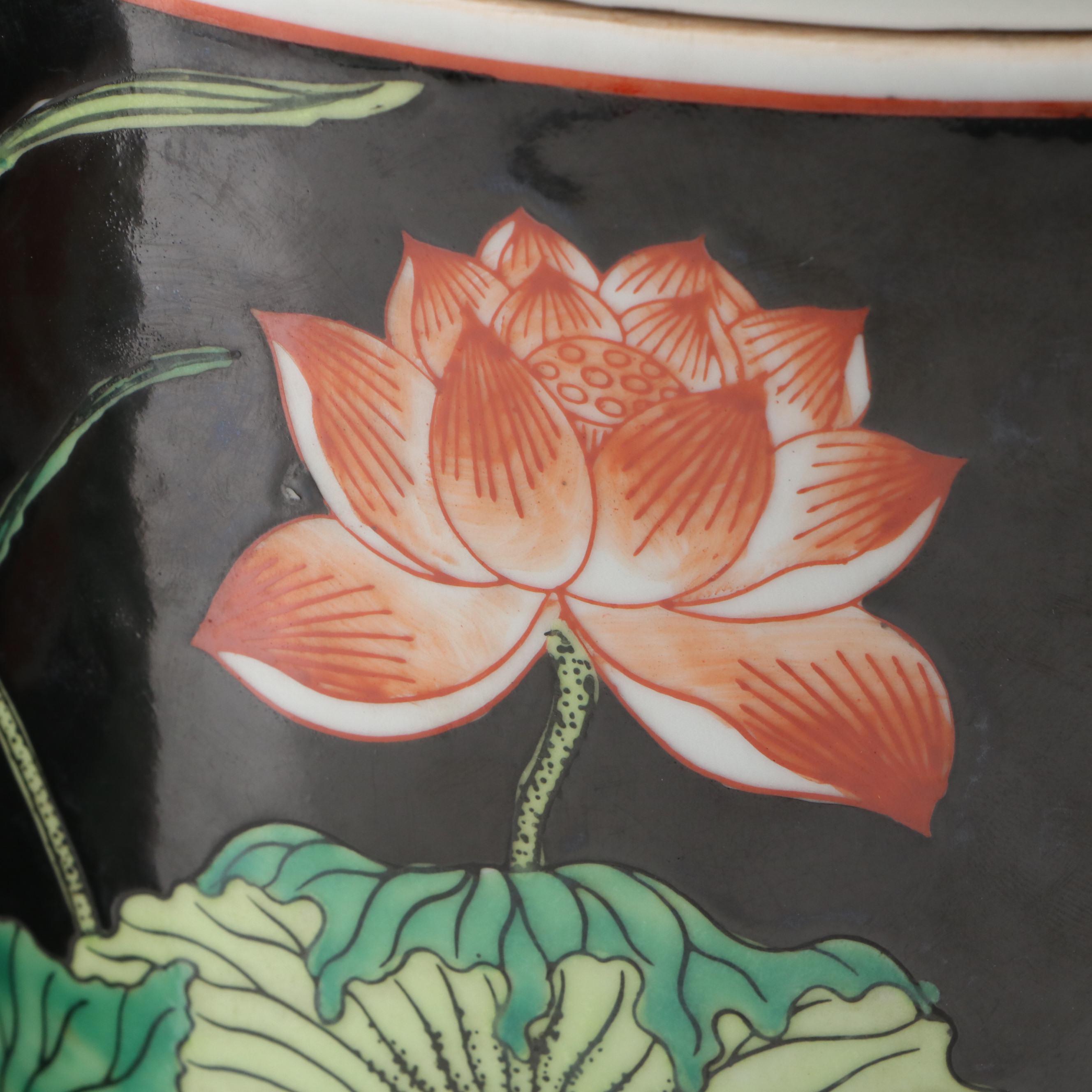 Andrea by Sadek Chinese Famille Noire Porcelain Lidded Jars