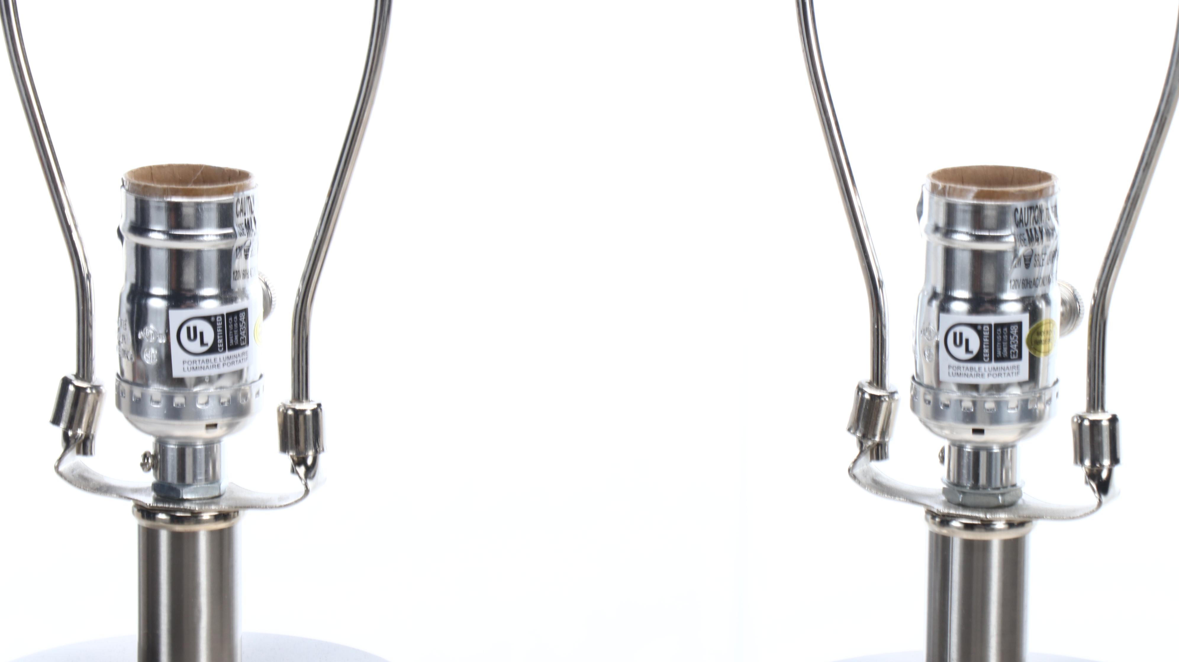 Mercury Glass Fish Scale Pattern Table Lamps with Linen Drum Shades