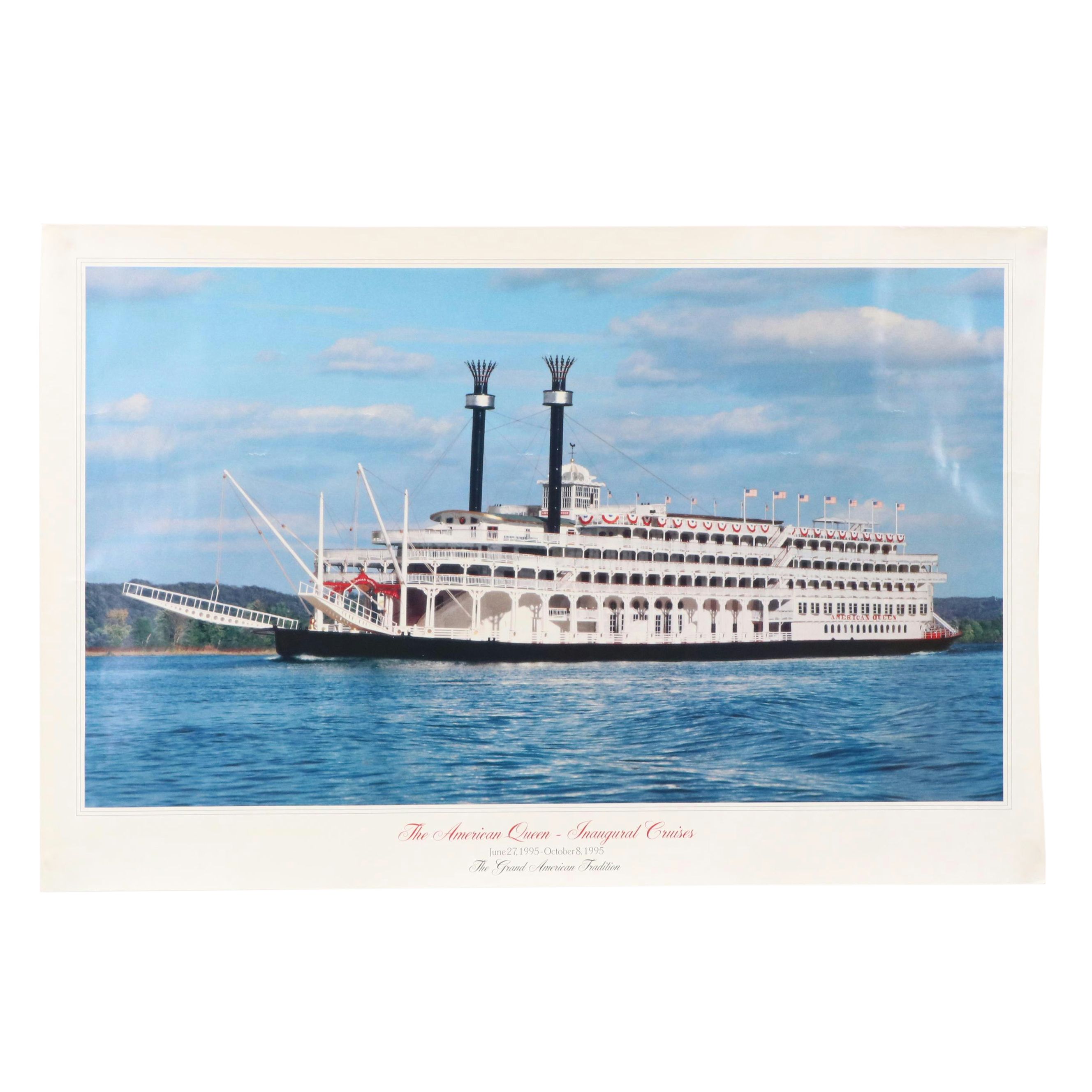 Offset Lithograph Poster of Steamboat "The American Queen"