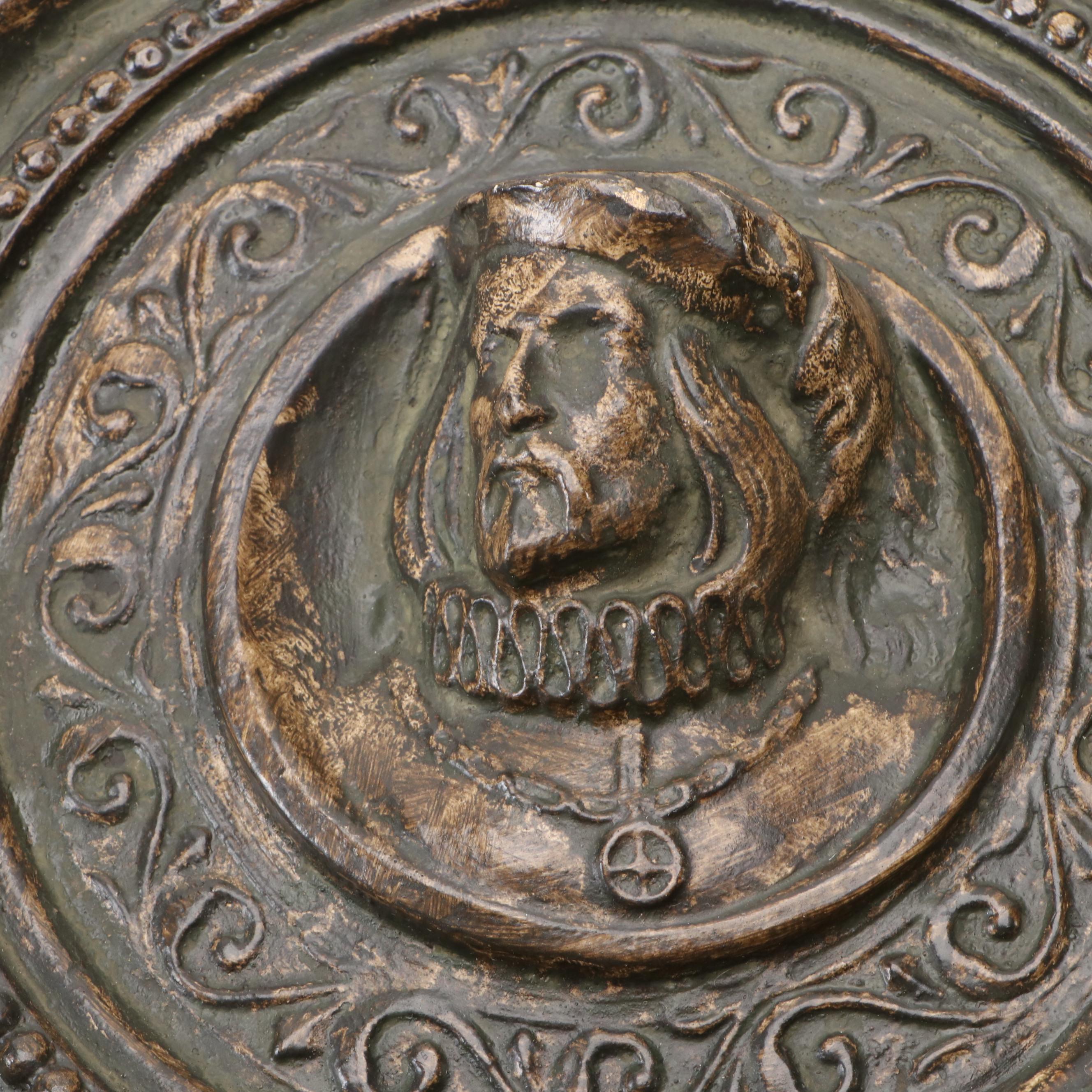 English Stuart Era Style Plaster Portrait Medallions, Mid to Late 20th Century