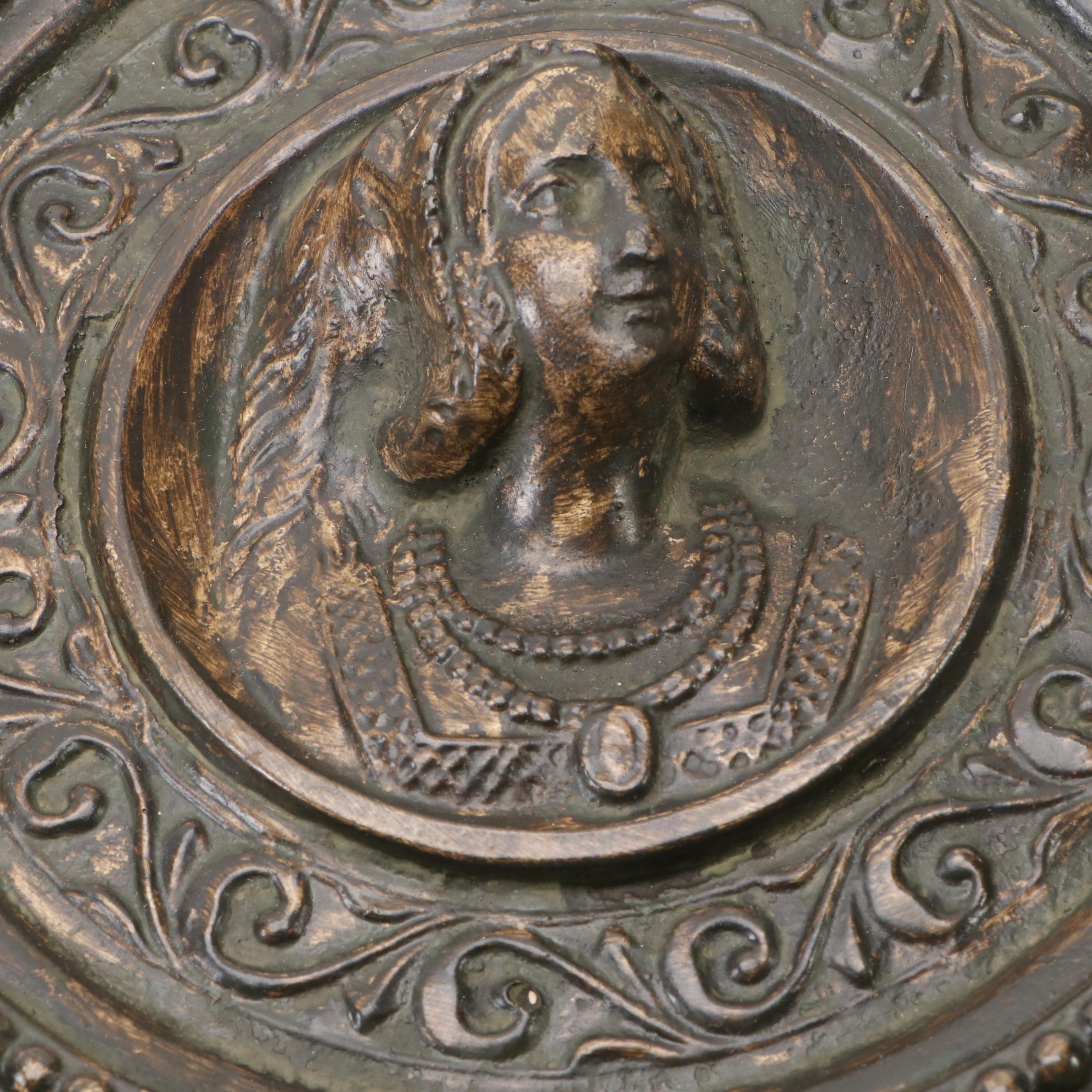 English Stuart Era Style Plaster Portrait Medallions, Mid to Late 20th Century