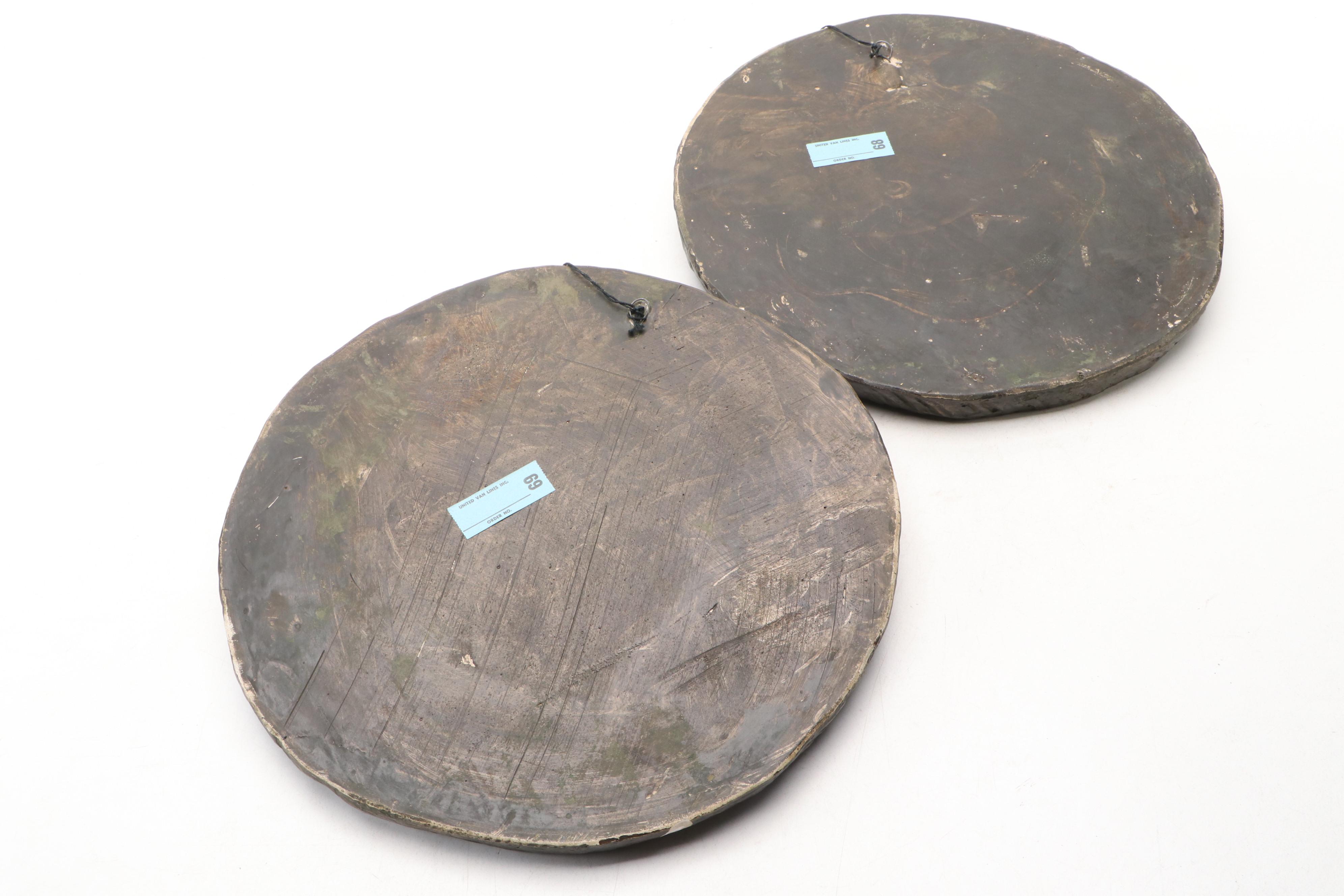 English Stuart Era Style Plaster Portrait Medallions, Mid to Late 20th Century