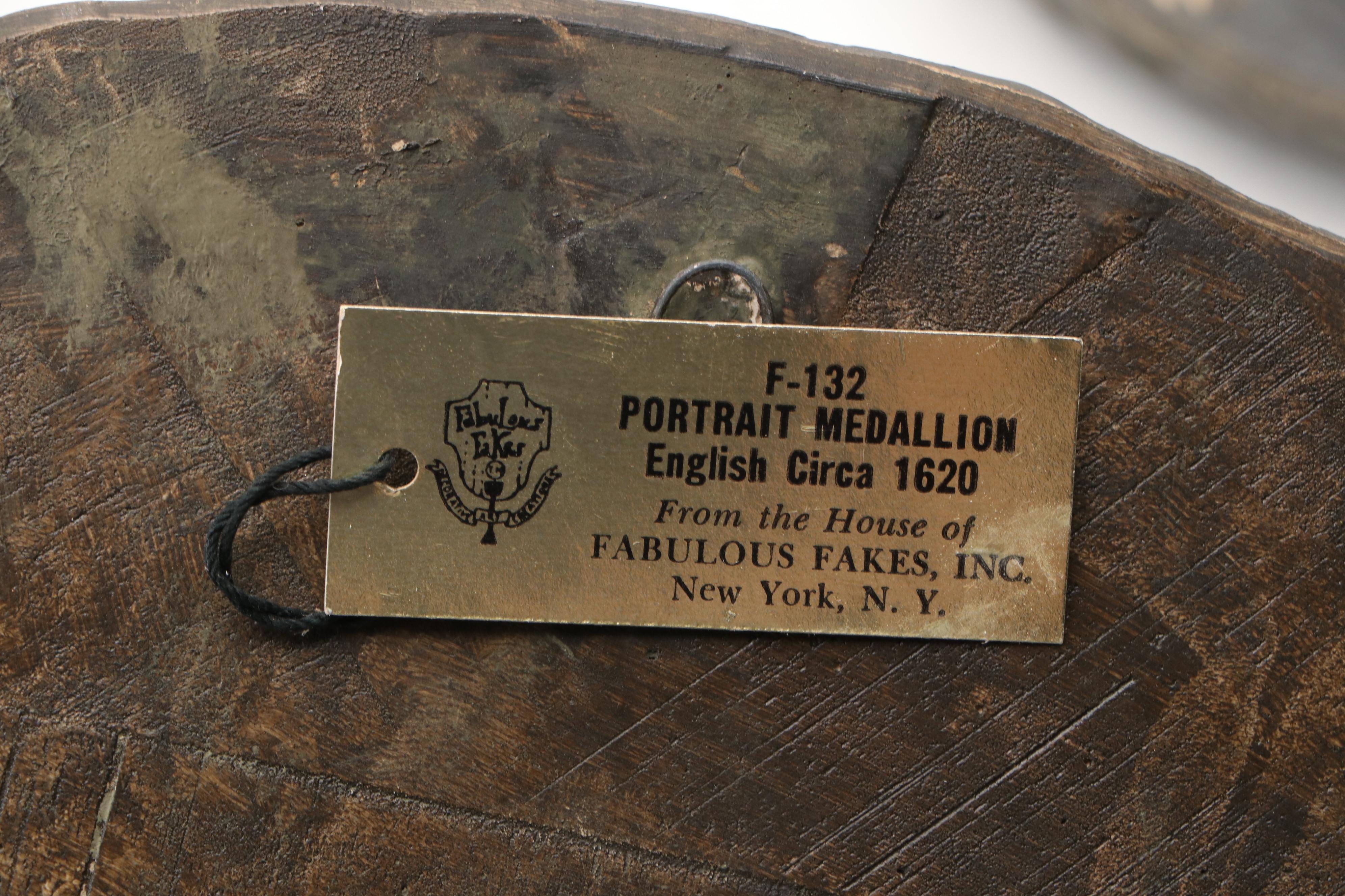 English Stuart Era Style Plaster Portrait Medallions, Mid to Late 20th Century