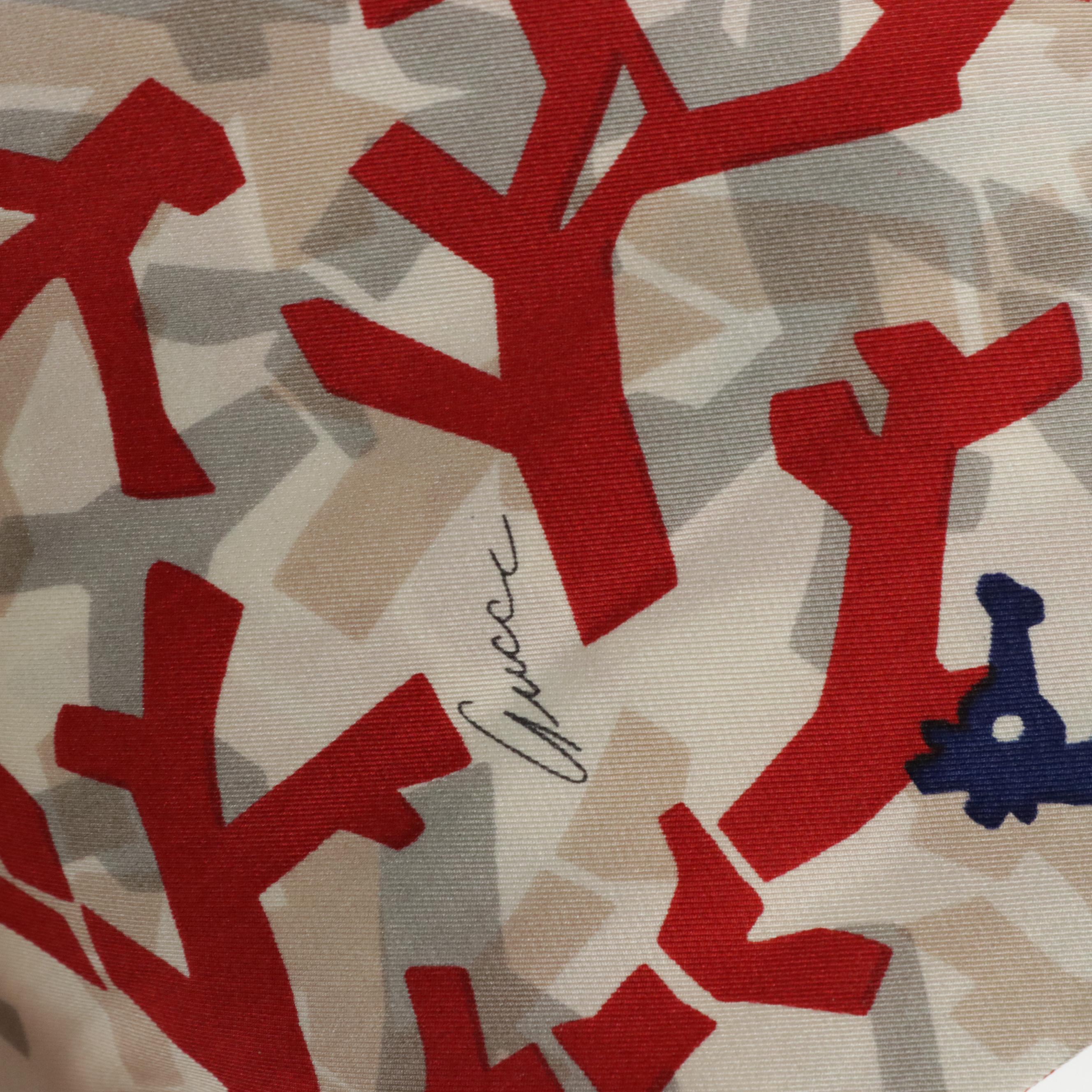 Gucci Seahorse and Coral Printed Silk Dress with Pleated Neckline