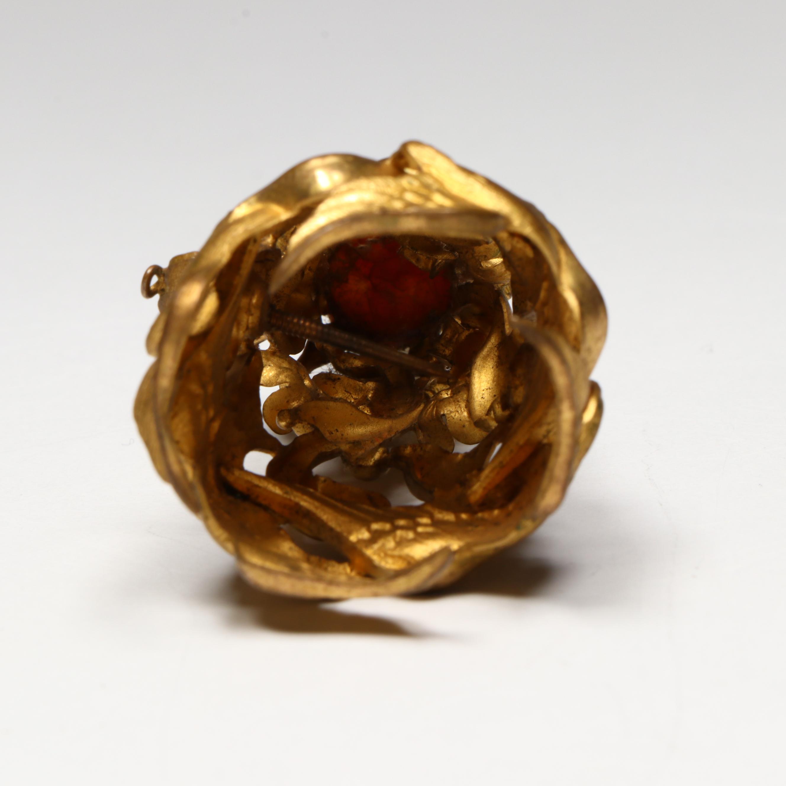 Continental Mother-Of-Pearl and Gilt Repoussé Tussie-Mussie Posy Holder