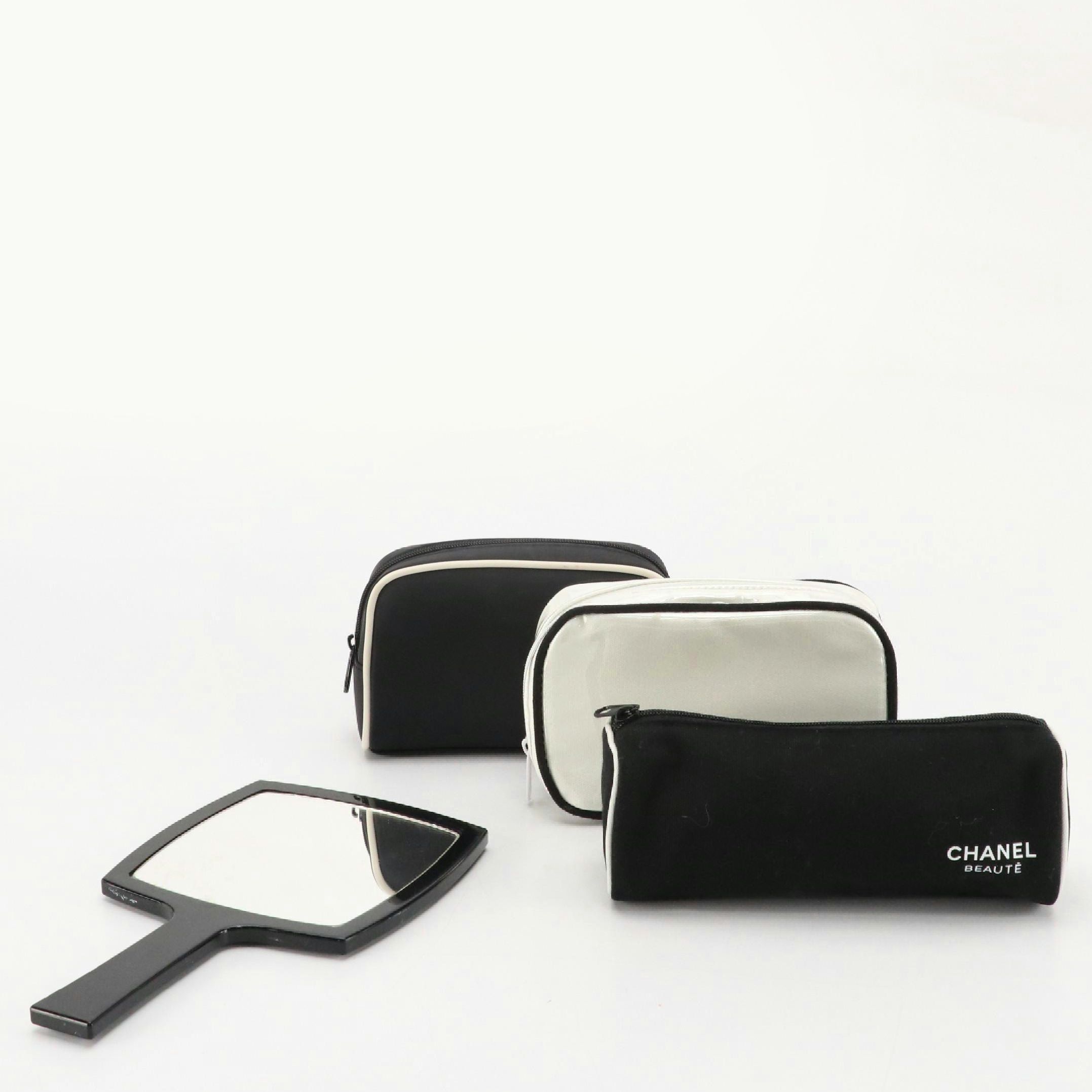Chanel Beauté Promotional Cosmetic Travel Pouches and Makeup Mirror