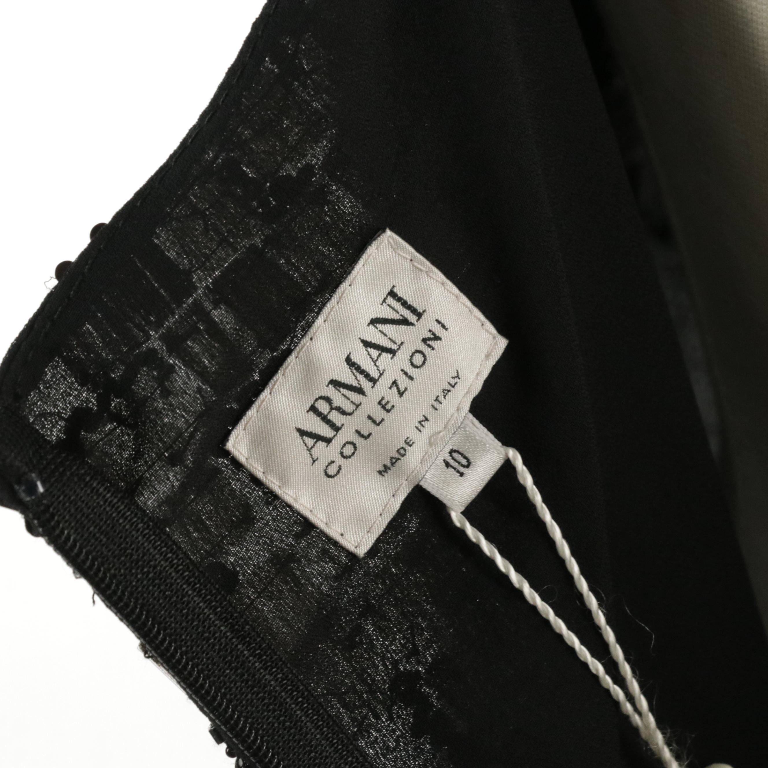 Armani Collezioni Bead and Paillette Sequin Embellished Silk Sleeveless Dress