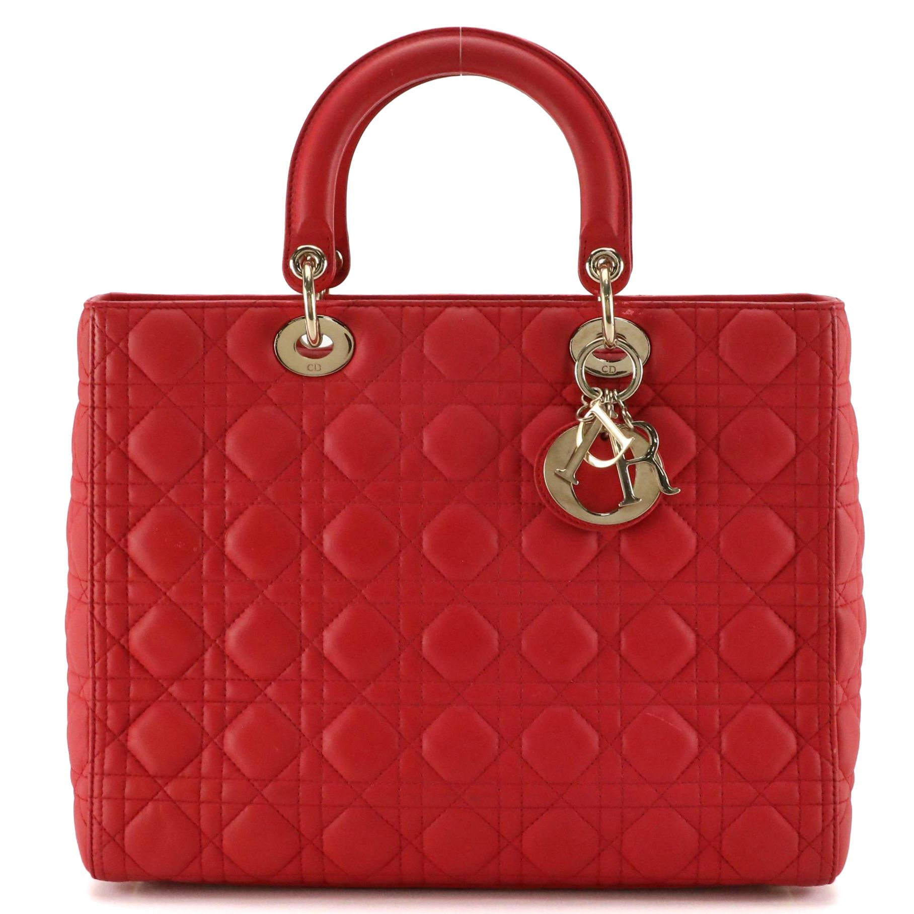 Christian Dior Large Lady Dior Two-Way Handbag in Cannage Quilted Lambskin