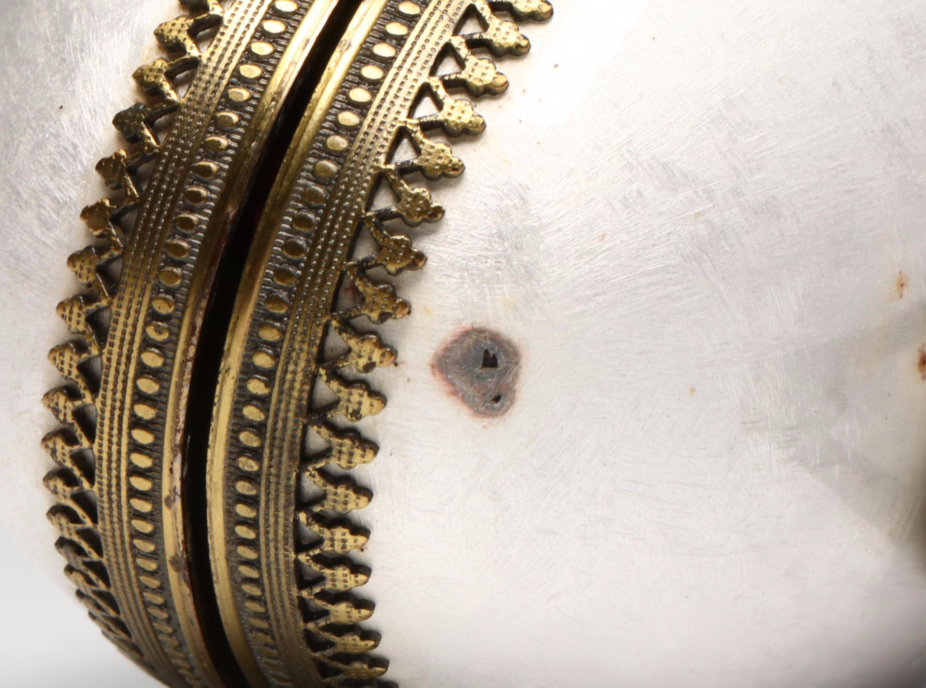 Evans "Imperial Egg" White Enamel Footed Table Lighter, Mid-20th Century