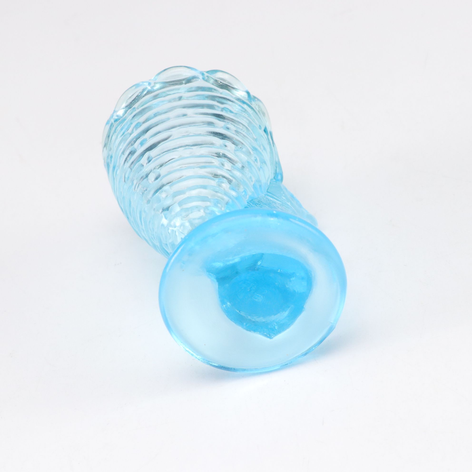 Light Blue Pressed Glass with L.G. Wright Iron Shaped Butter Dish