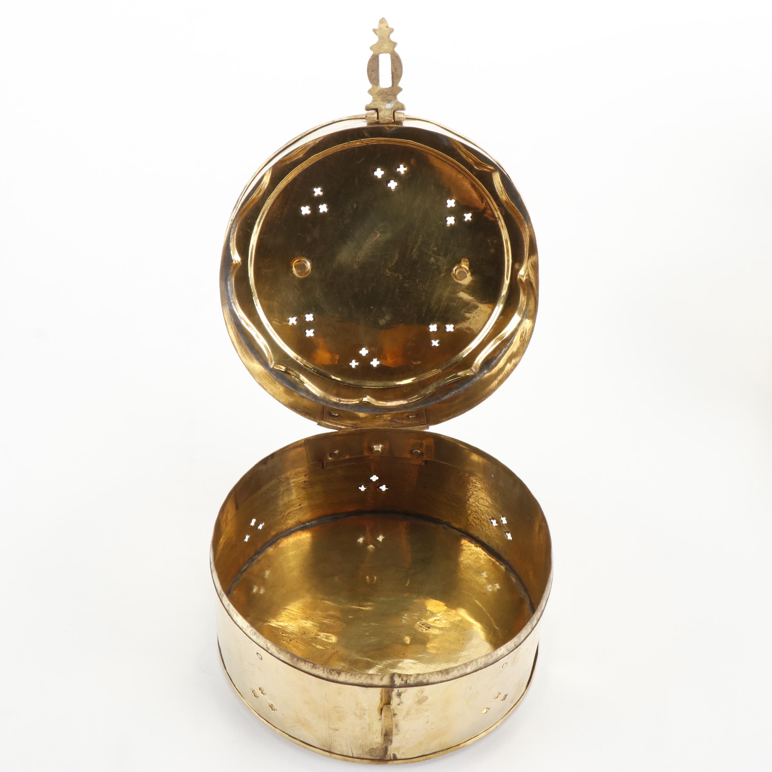 Brass Cricket Boxes with Beehive Shaped Box and Mortar and Pestle