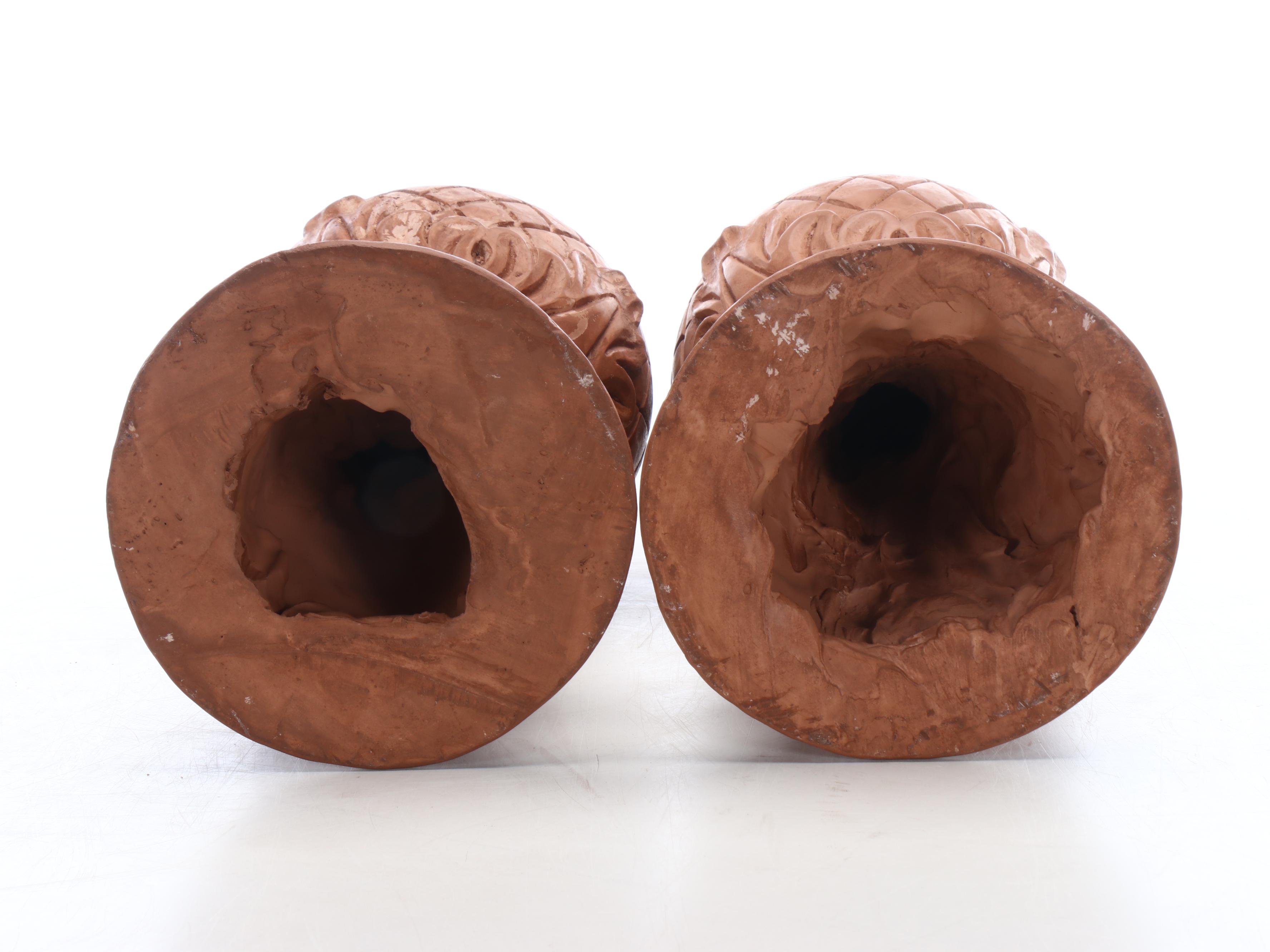 Tuscan Style Terracotta Pine Cone Finials