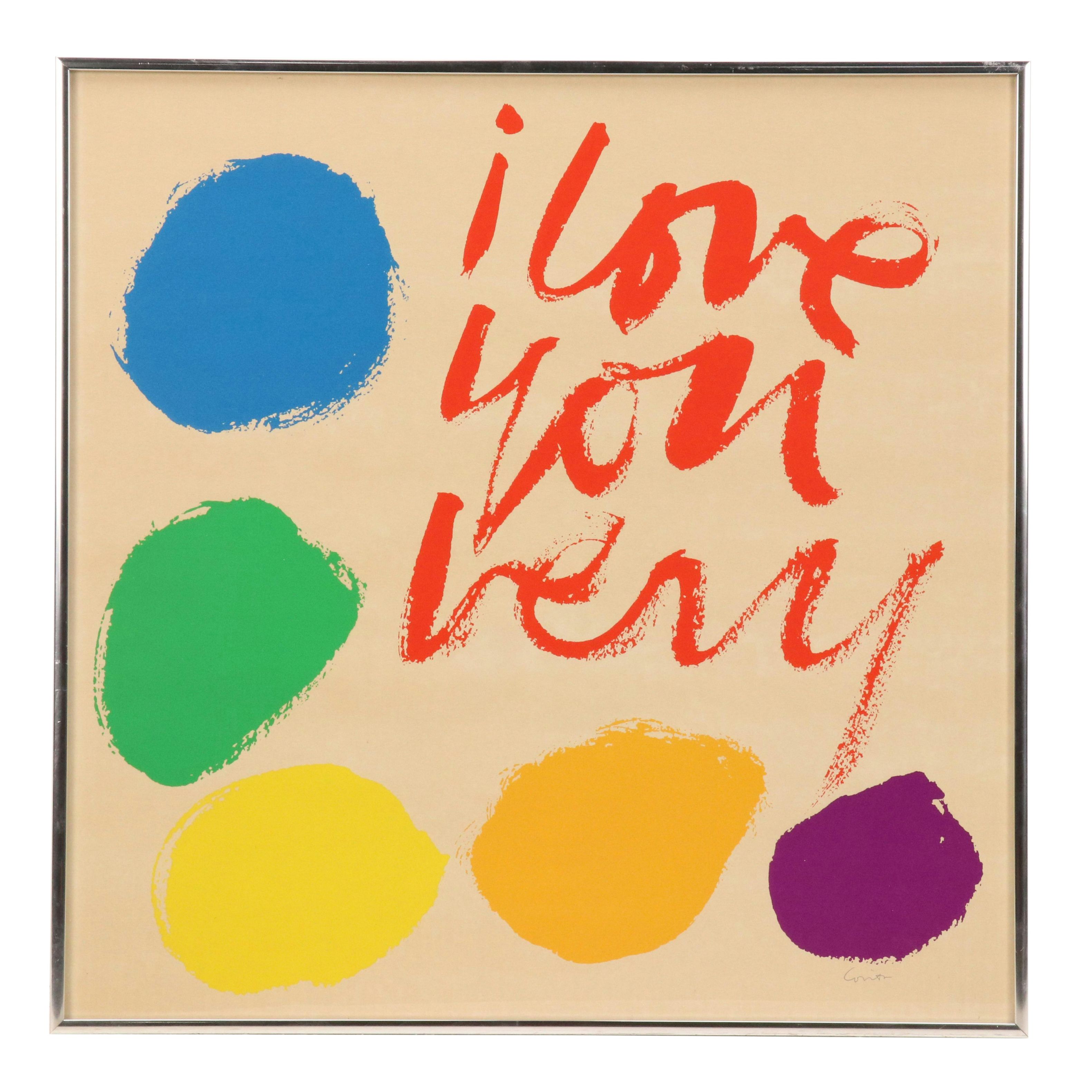 Sister Mary Corita Kent Modern Serigraph "Very," Circa 1970