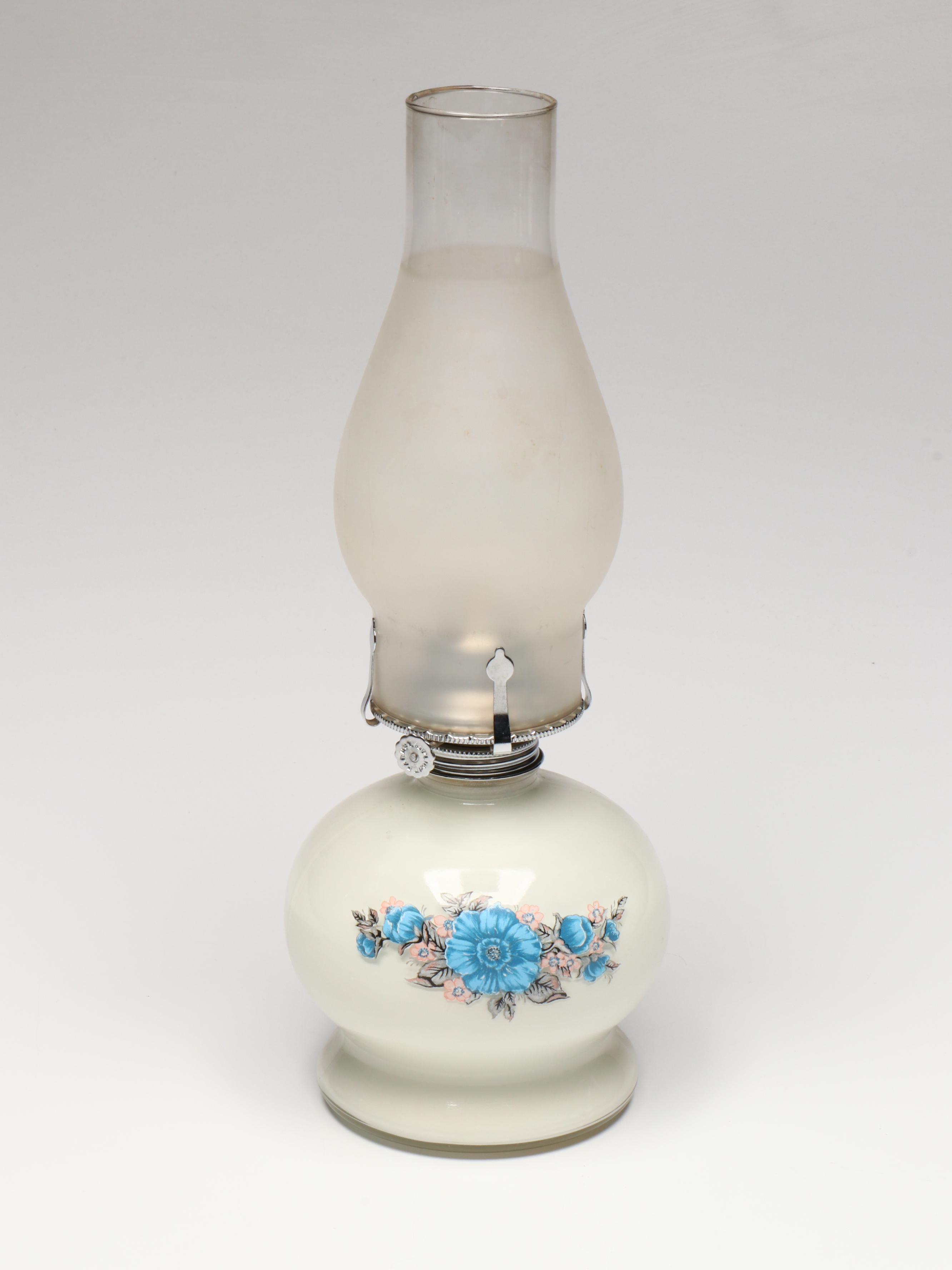 Waterford Crystal Desk Clock, Art Glass Ashtray, and Vintage Milk Glass Oil Lamp