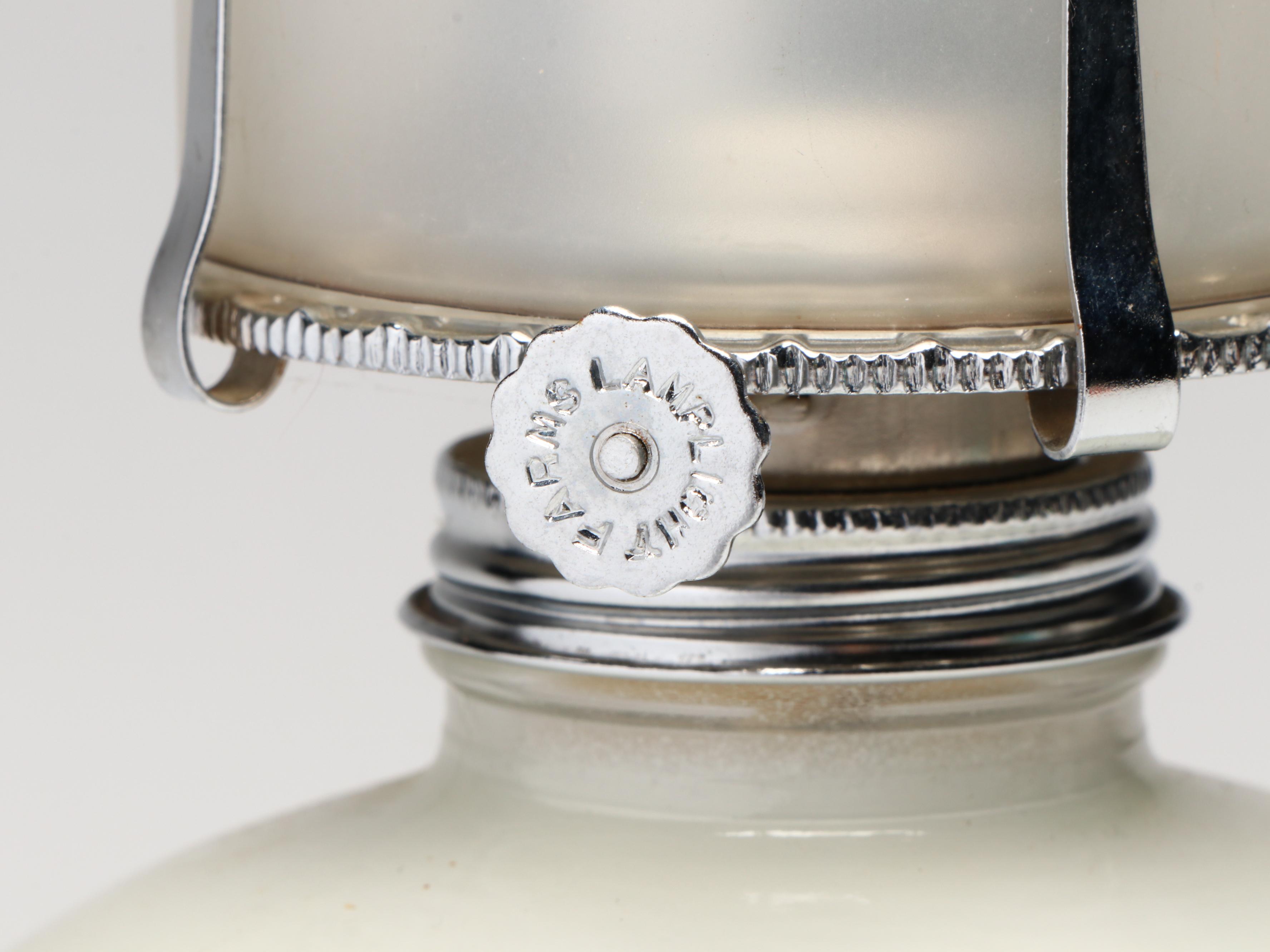 Waterford Crystal Desk Clock, Art Glass Ashtray, and Vintage Milk Glass Oil Lamp