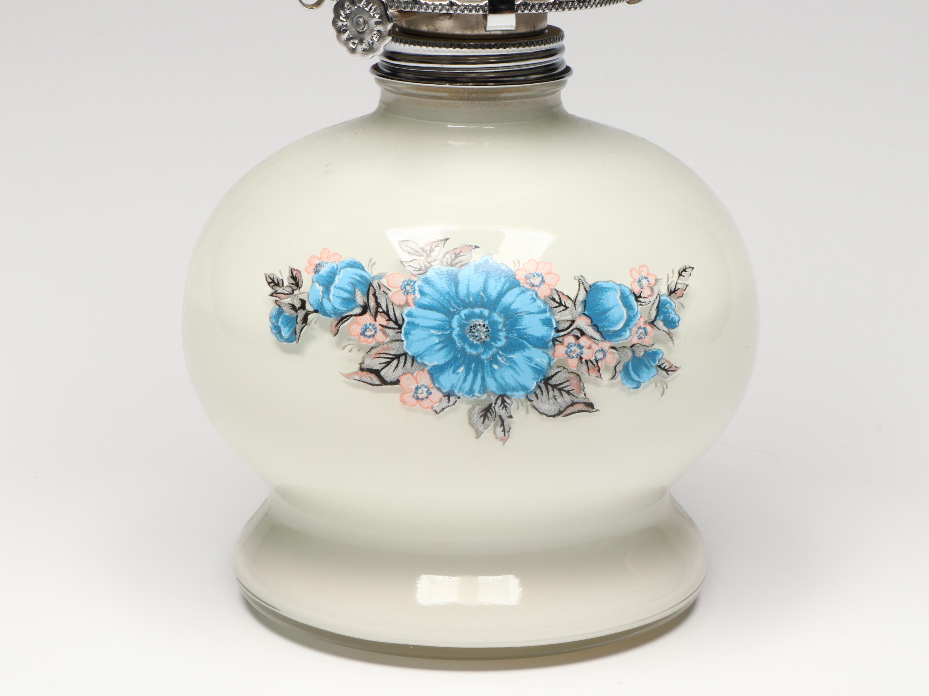 Waterford Crystal Desk Clock, Art Glass Ashtray, and Vintage Milk Glass Oil Lamp