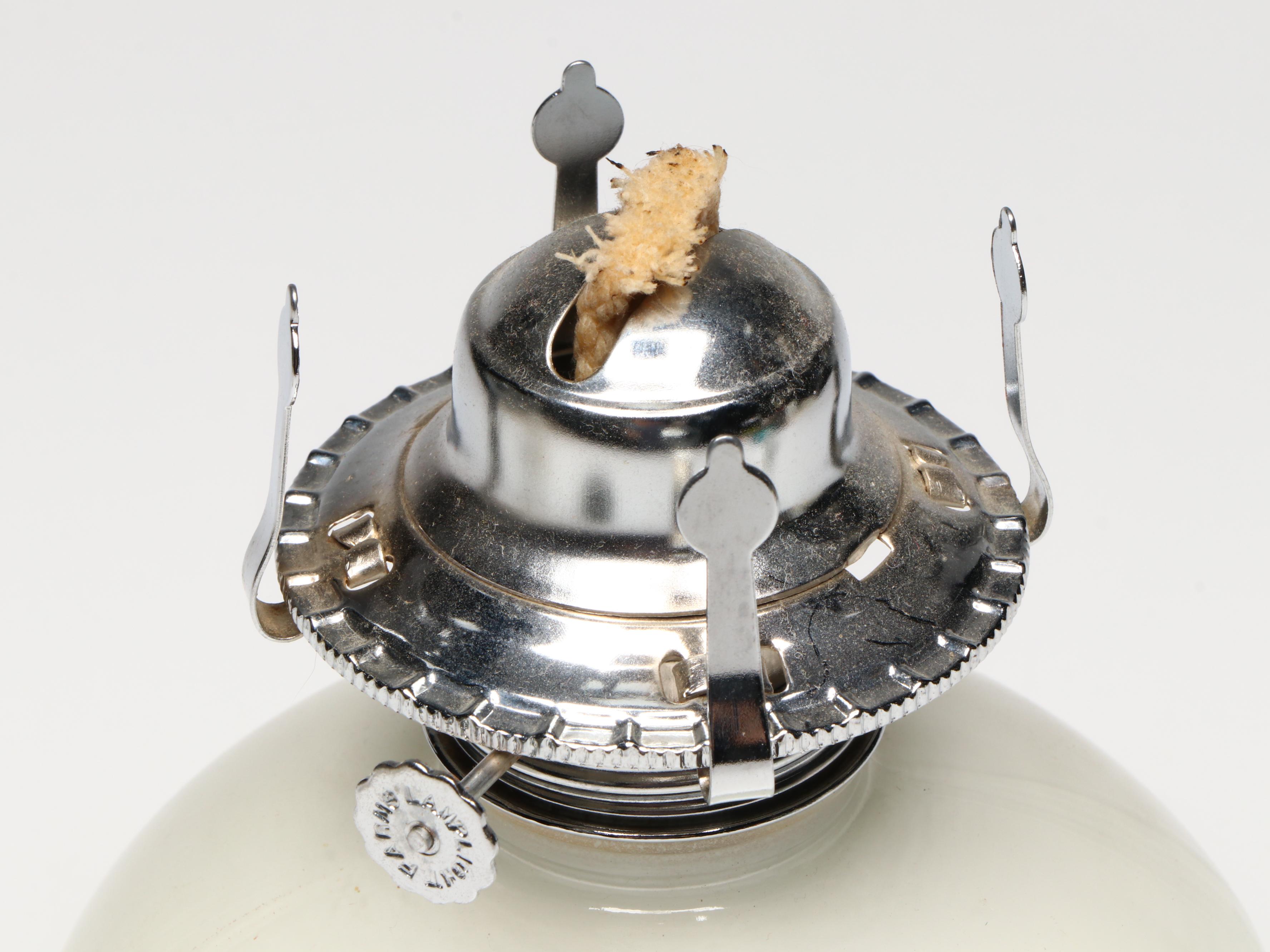 Waterford Crystal Desk Clock, Art Glass Ashtray, and Vintage Milk Glass Oil Lamp