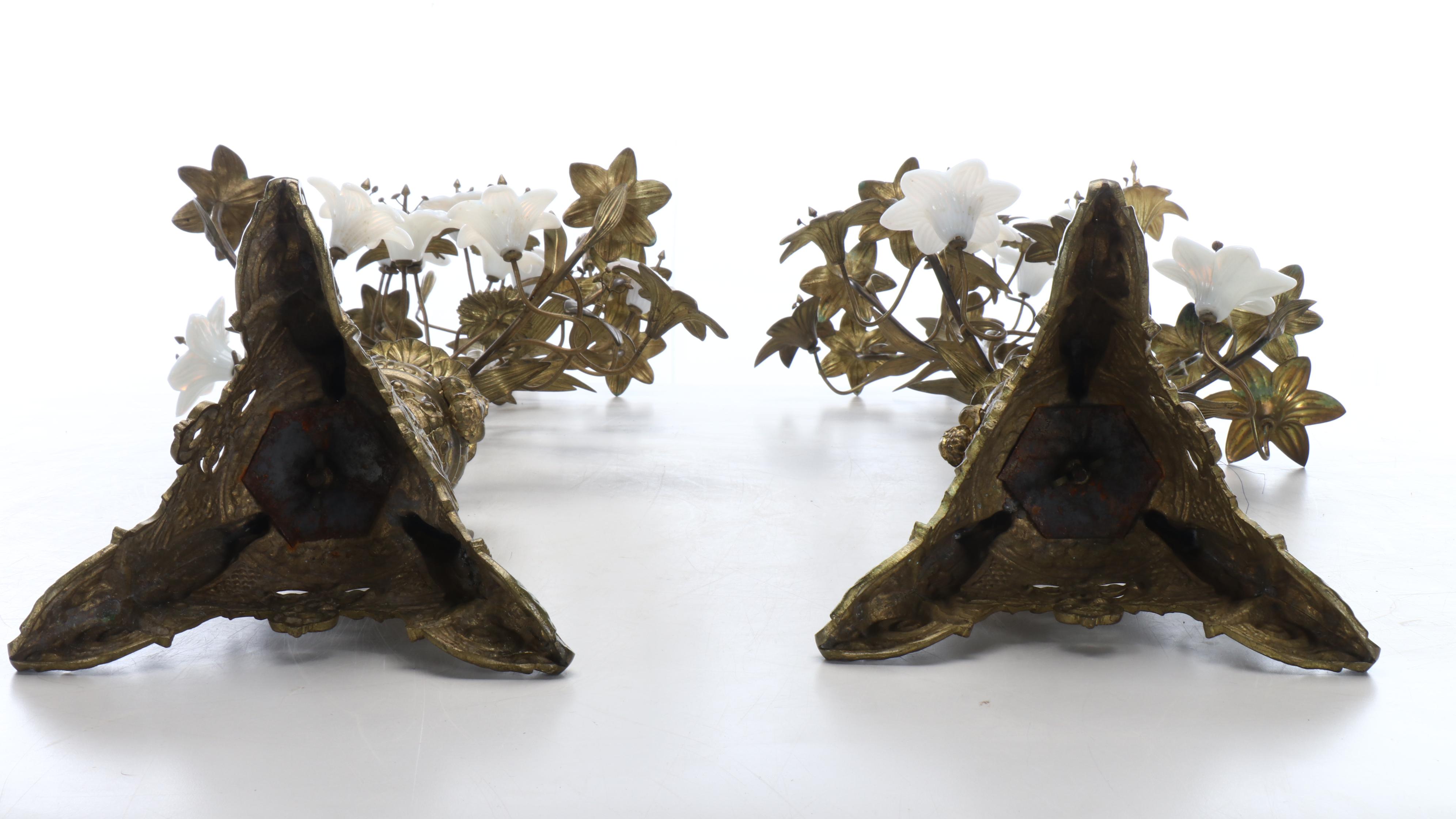 Pair of French Glass and Gilt Bronze Altar Candelabras, Late 19th Century