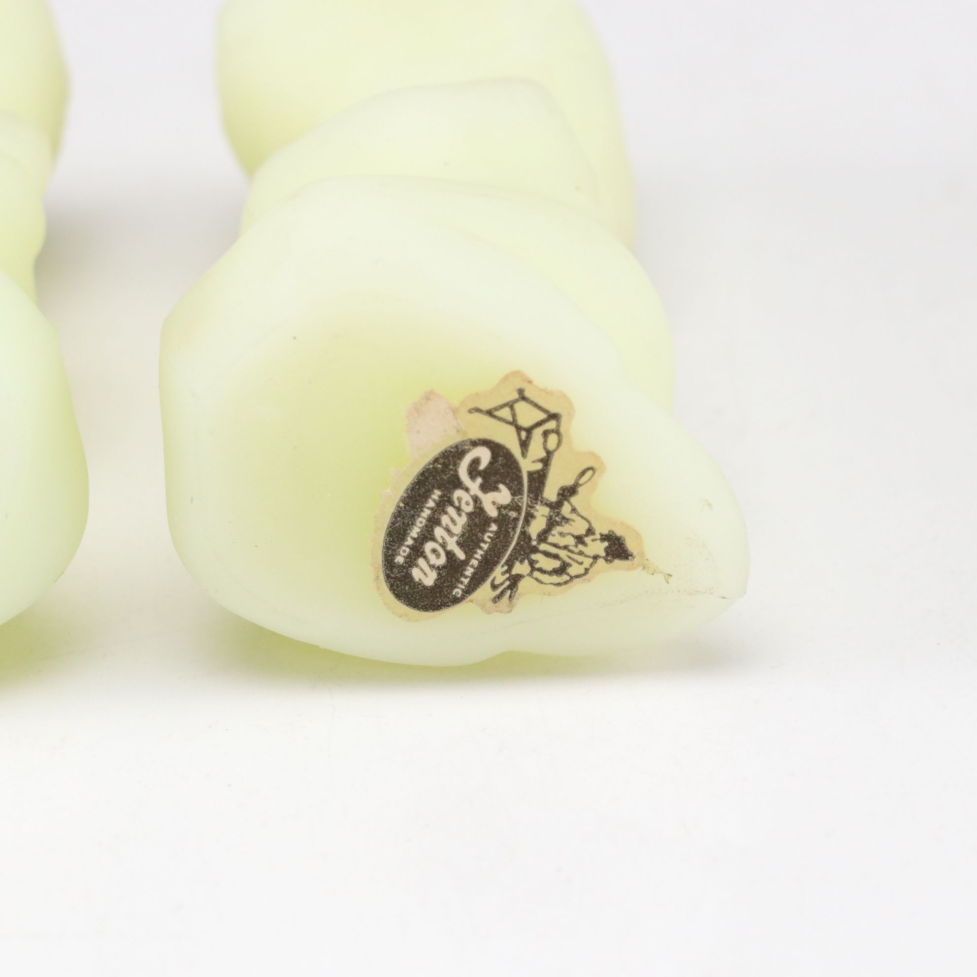 Fenton Custard Glass Praying Girl and Boy with Four Degenhart Glass Shoes