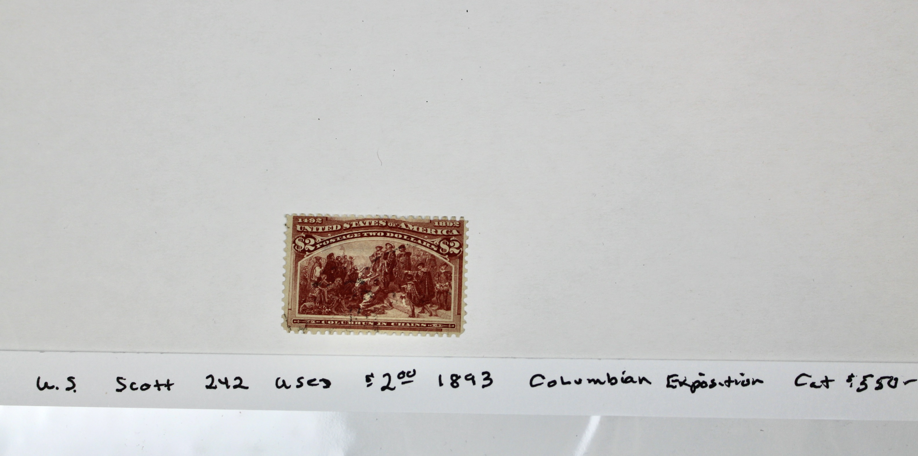 $2 Columbian Exposition Postage Stamp, Scott 242, 1893