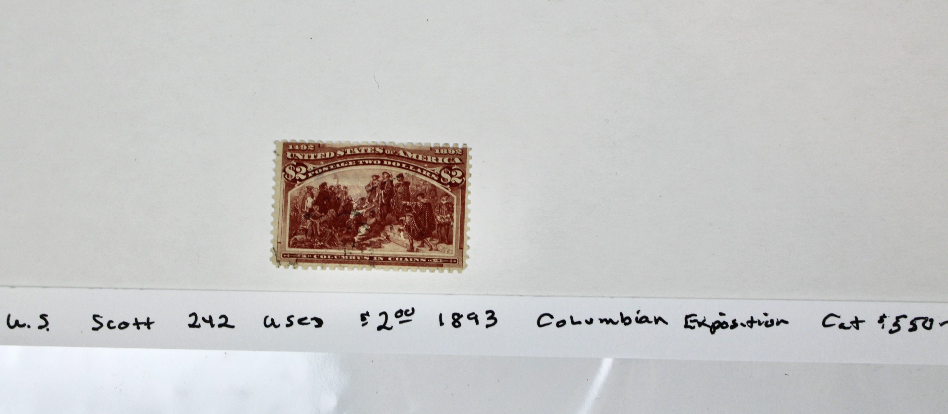 $2 Columbian Exposition Postage Stamp, Scott 242, 1893