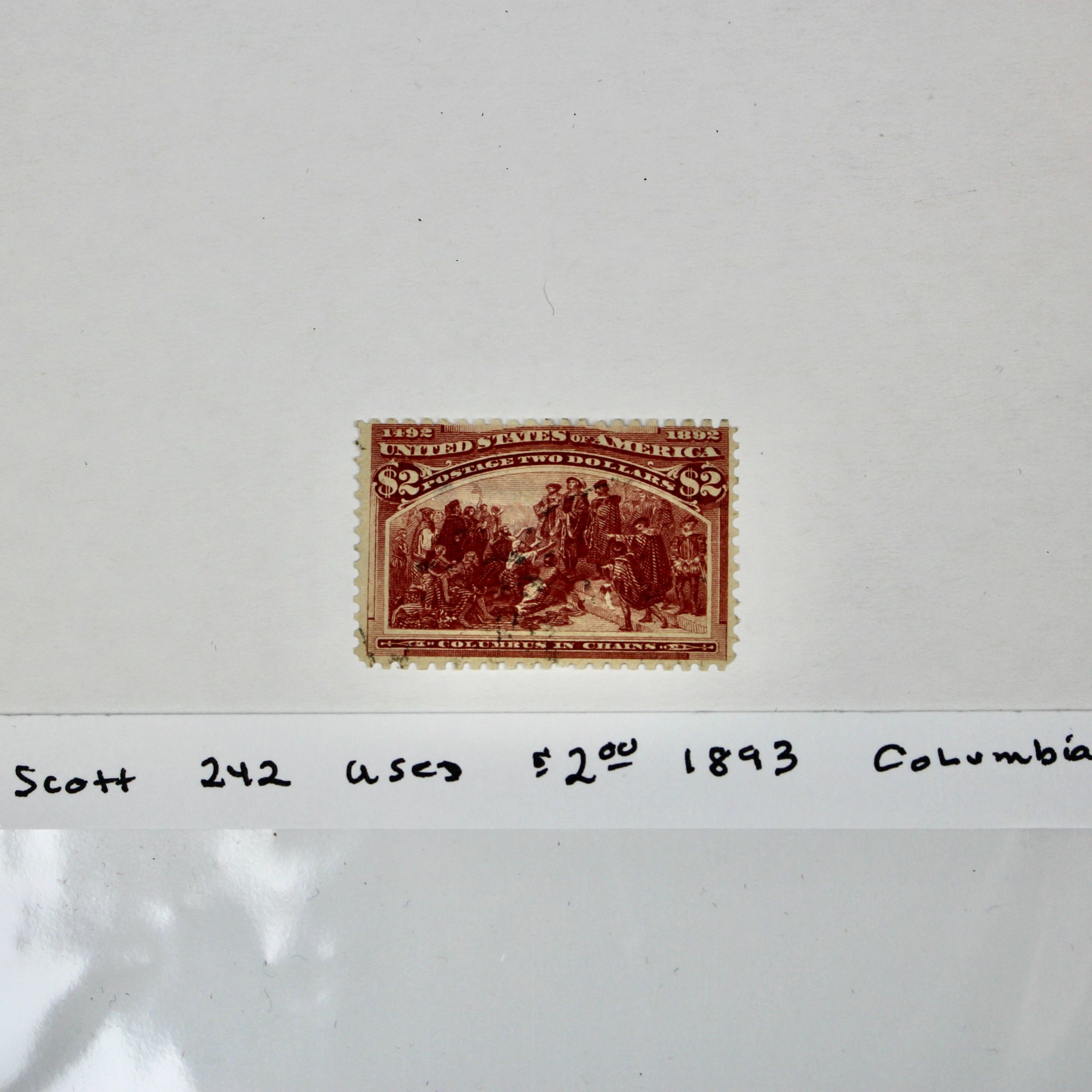 $2 Columbian Exposition Postage Stamp, Scott 242, 1893