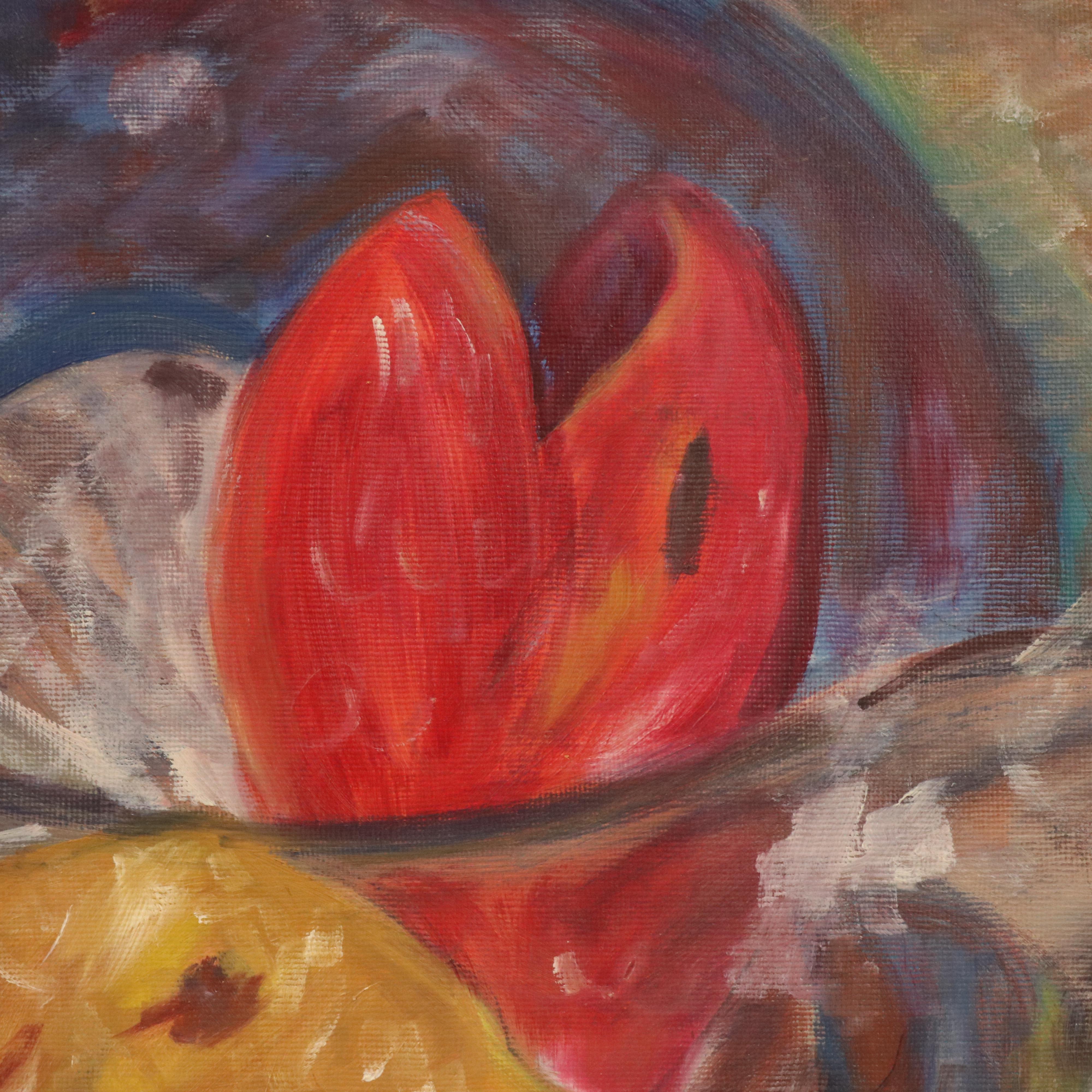 Modernist Oil Painting of Fish in Underwater Scene, 1950