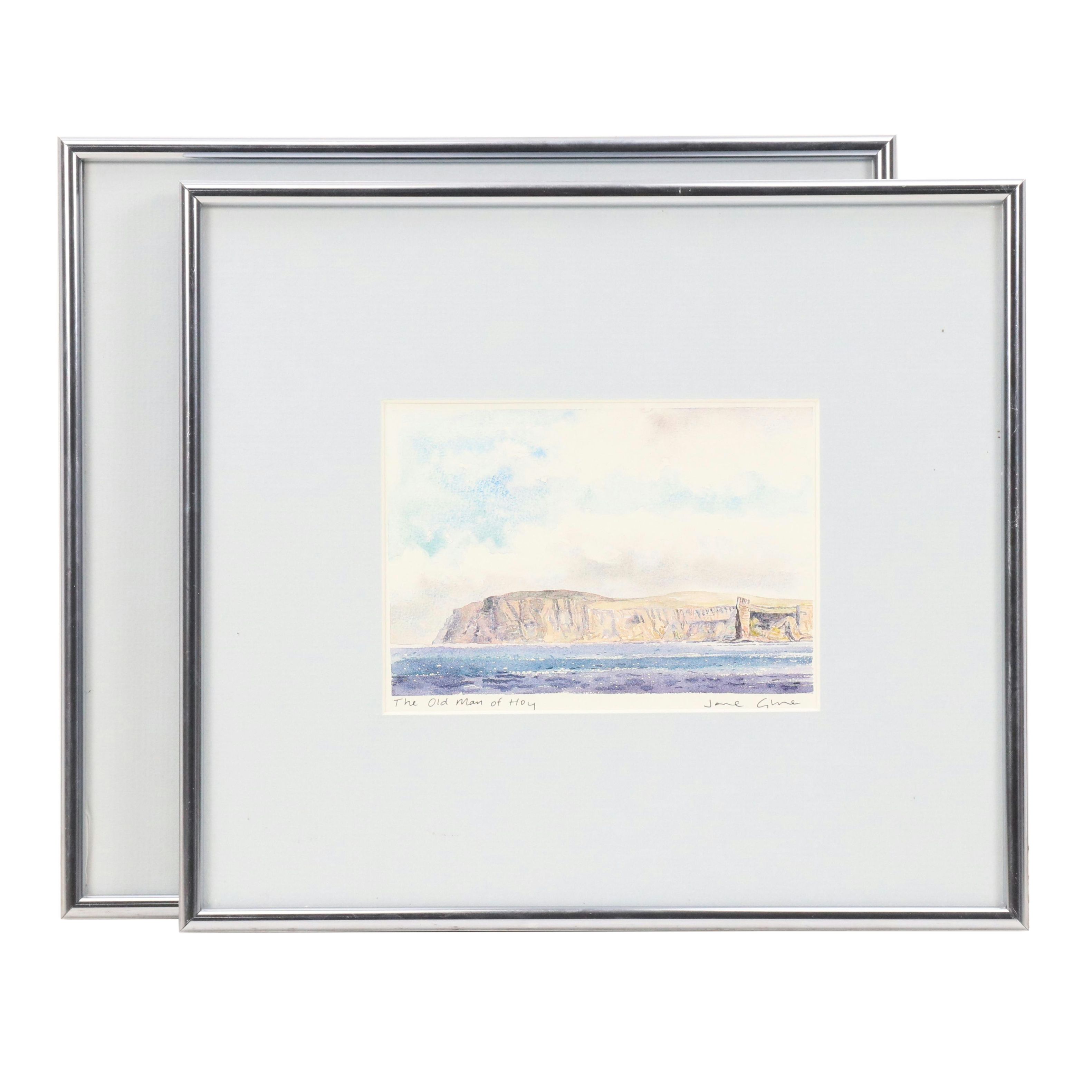 Paul Kershaw Engraving "Alt Dearg" and Jane Glue Offset Lithograph, Late 20th C.