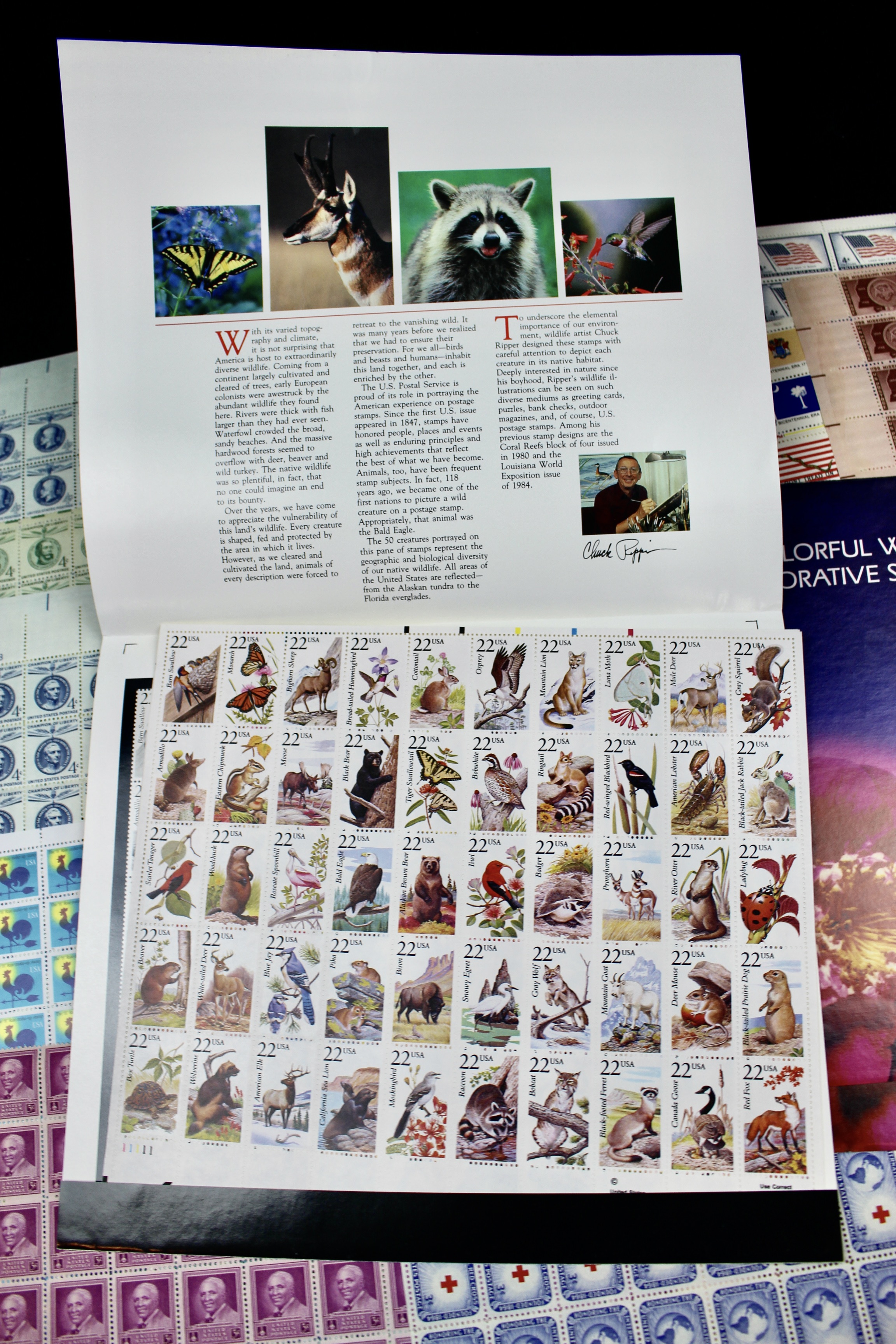 Forty Mint Condition U.S. Postage Stamp Sheets