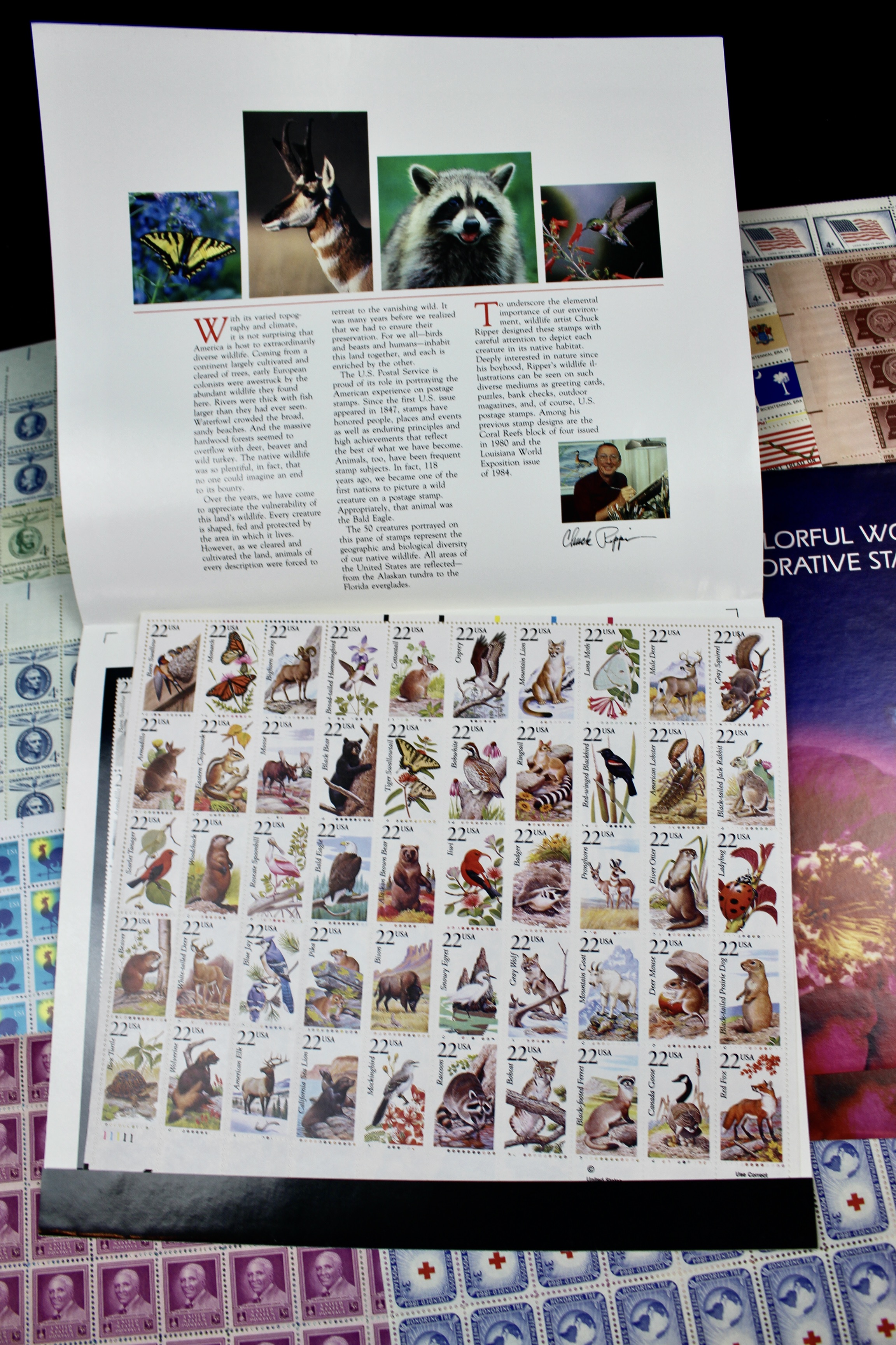 Forty Mint Condition U.S. Postage Stamp Sheets