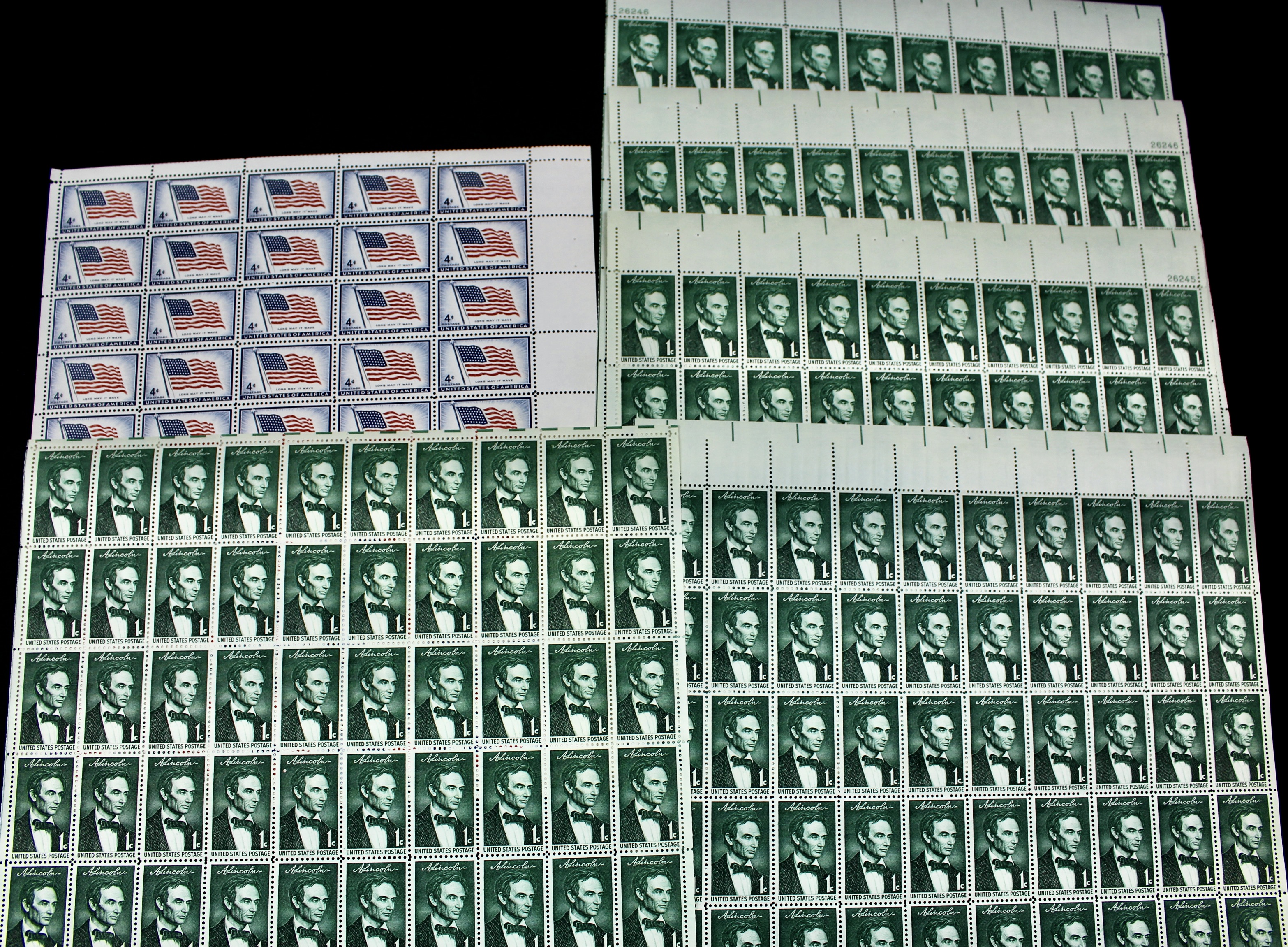 Forty Mint Condition U.S. Postage Stamp Sheets