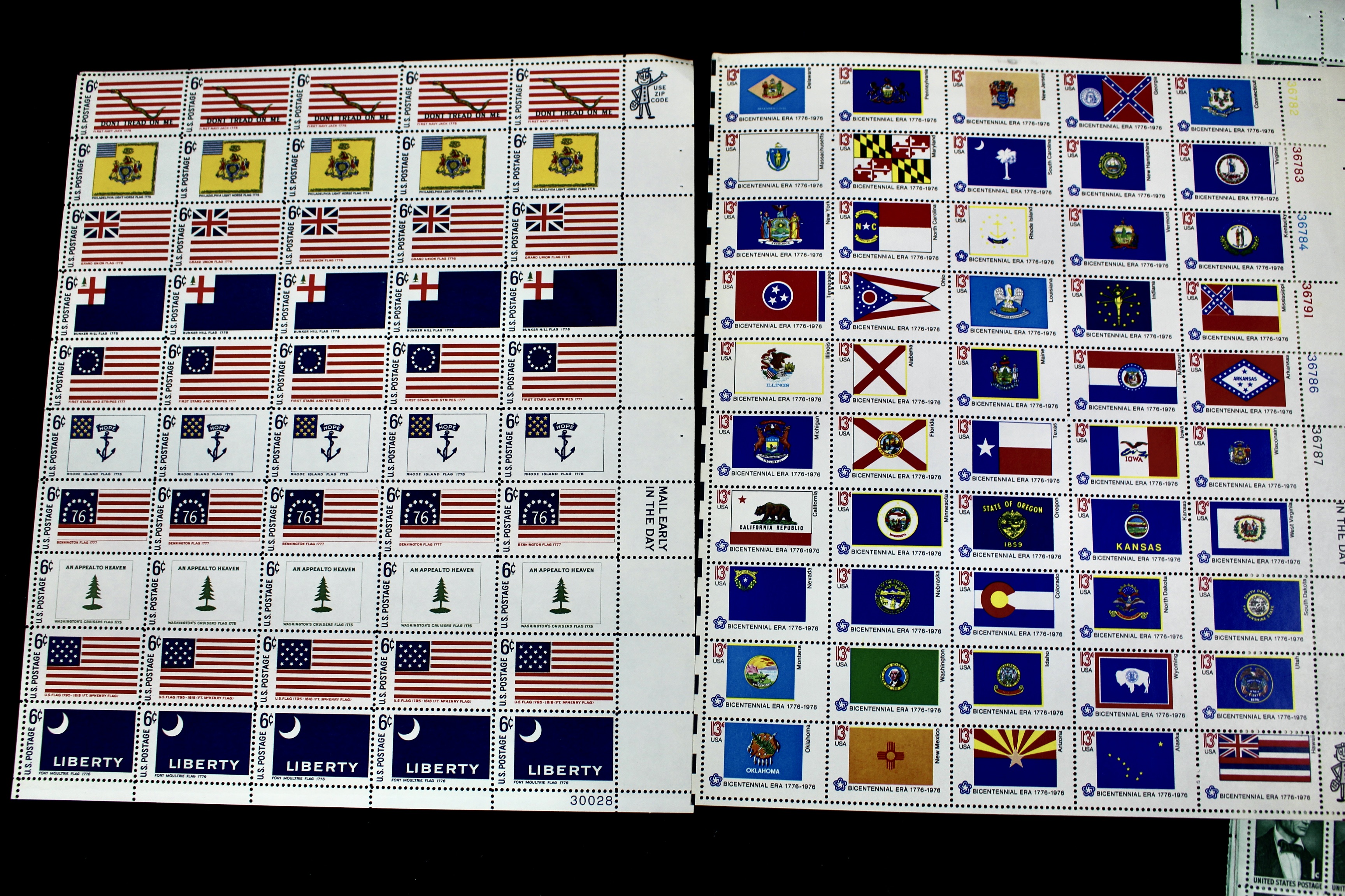 Forty Mint Condition U.S. Postage Stamp Sheets