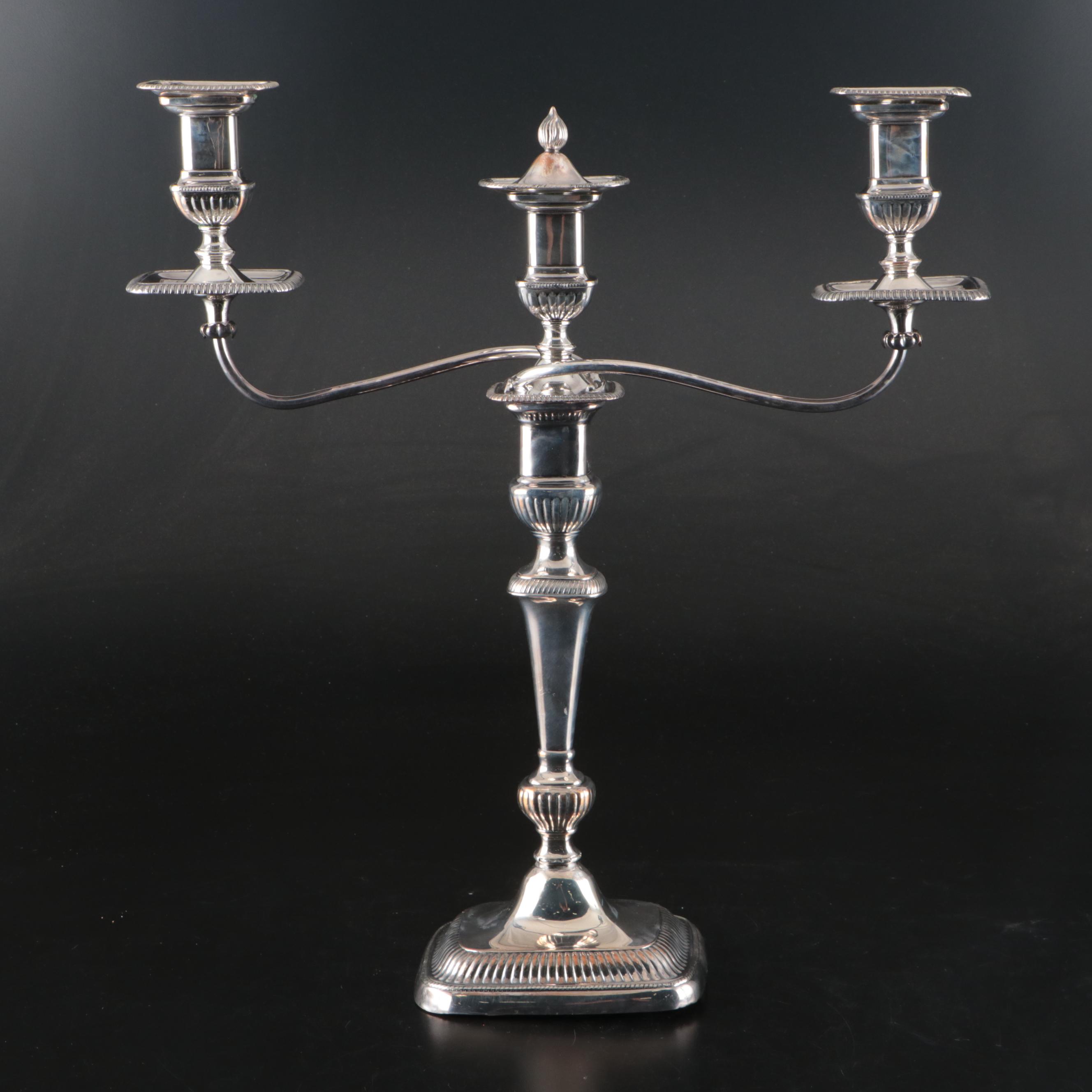 Pair of Georgian Style Silver Plate Candelabras