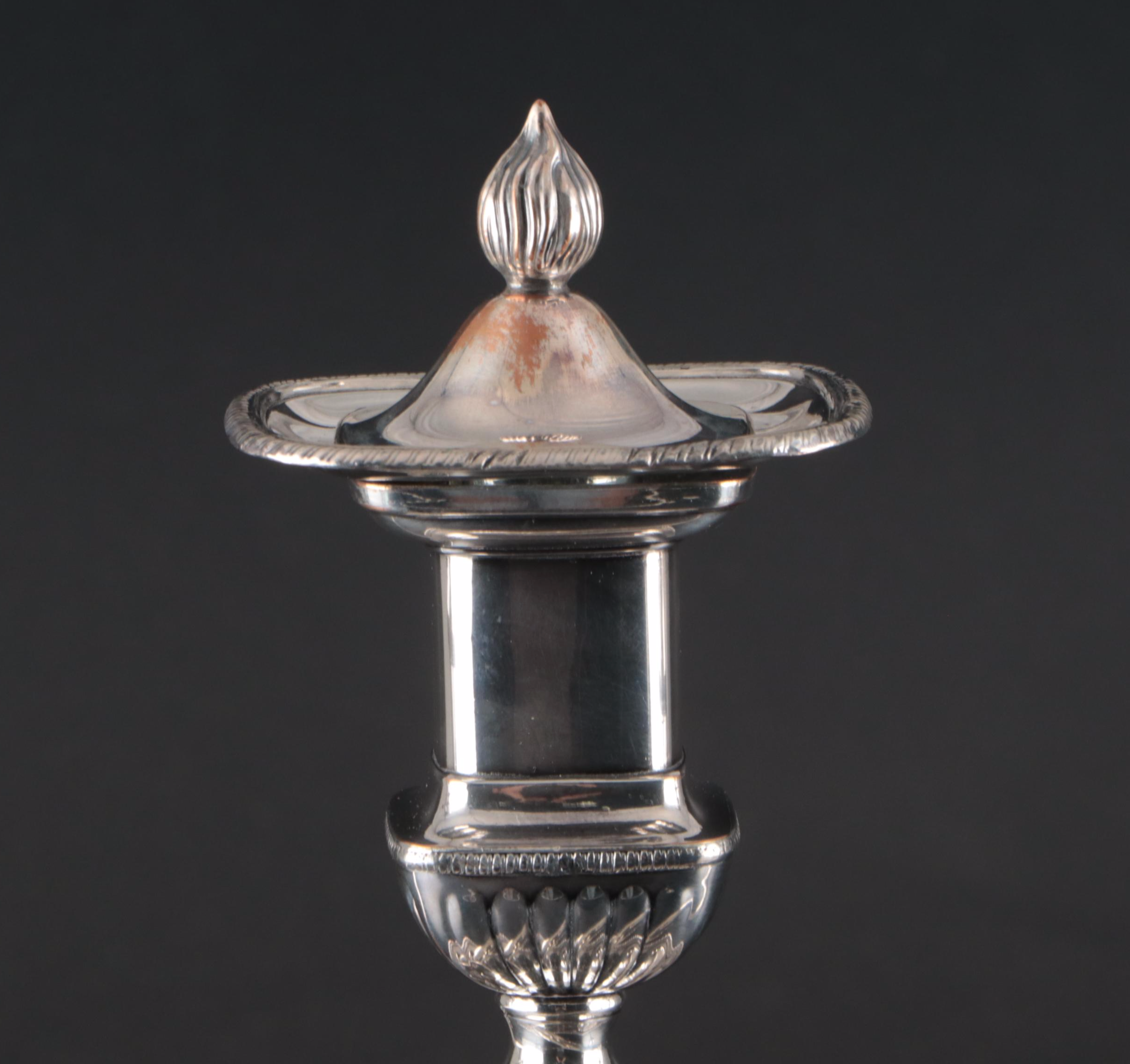 Pair of Georgian Style Silver Plate Candelabras