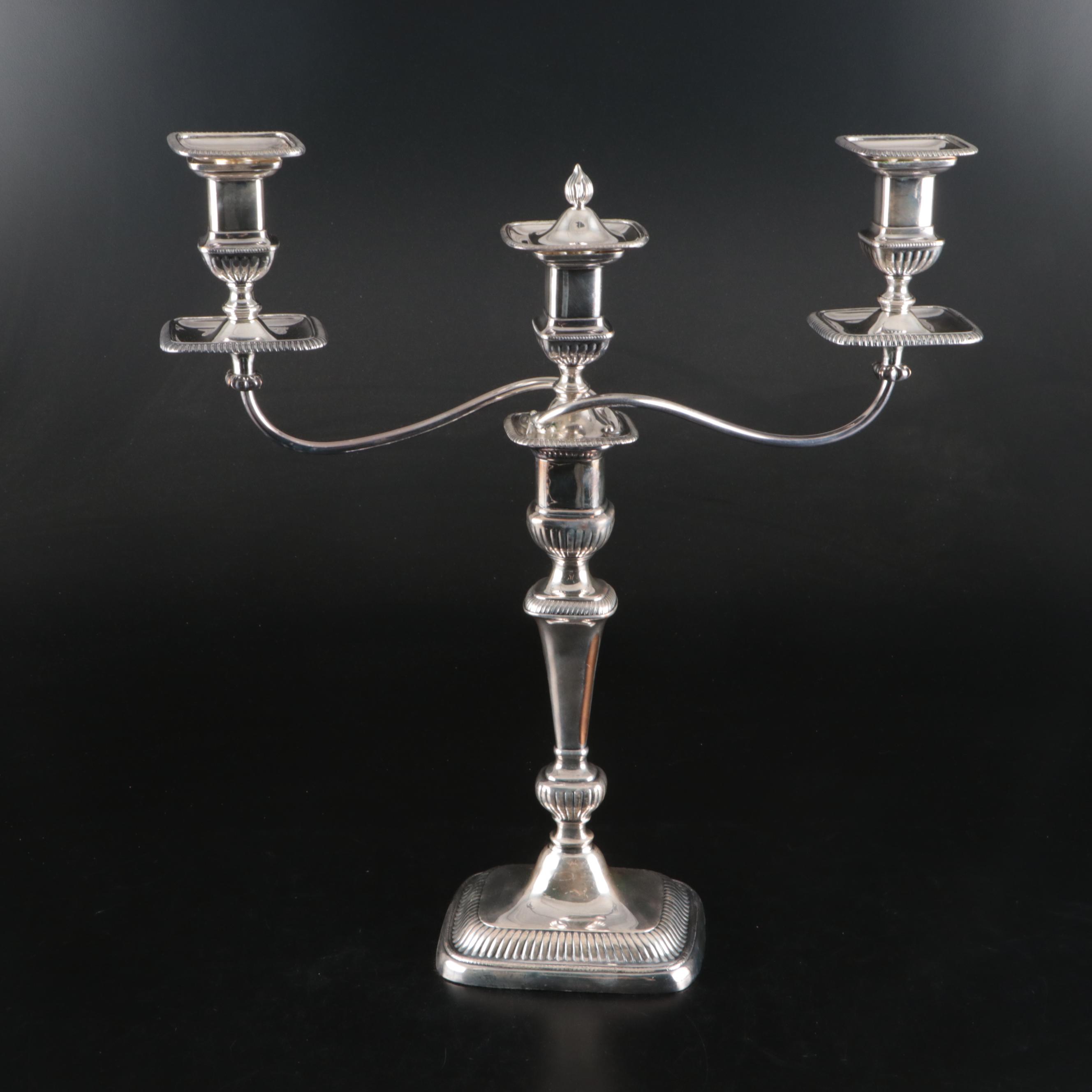 Pair of Georgian Style Silver Plate Candelabras