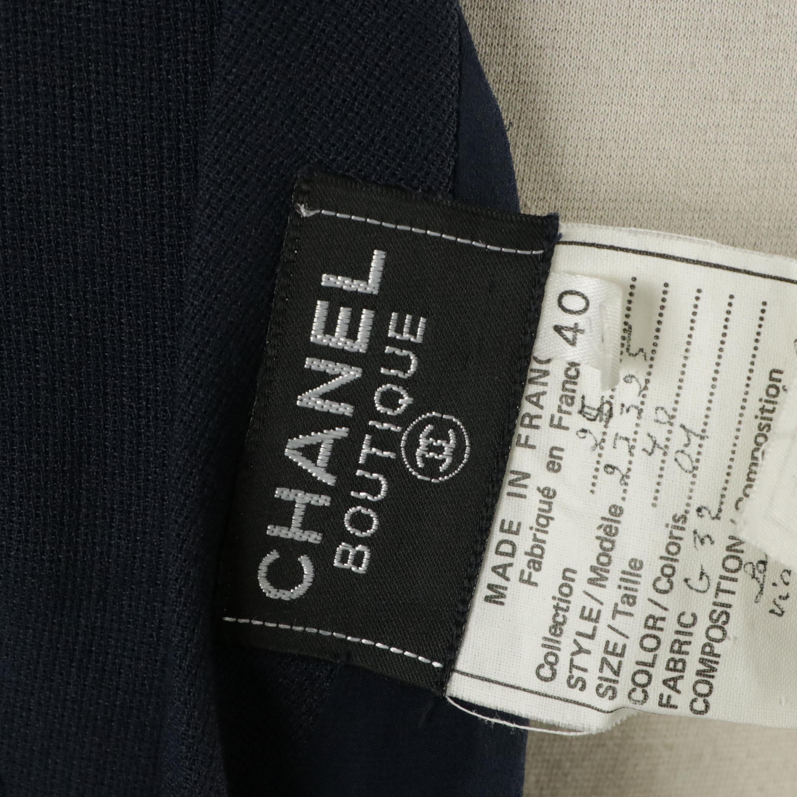 Chanel Boutique Navy Wool Blend Sheath Dress with Patch Pockets