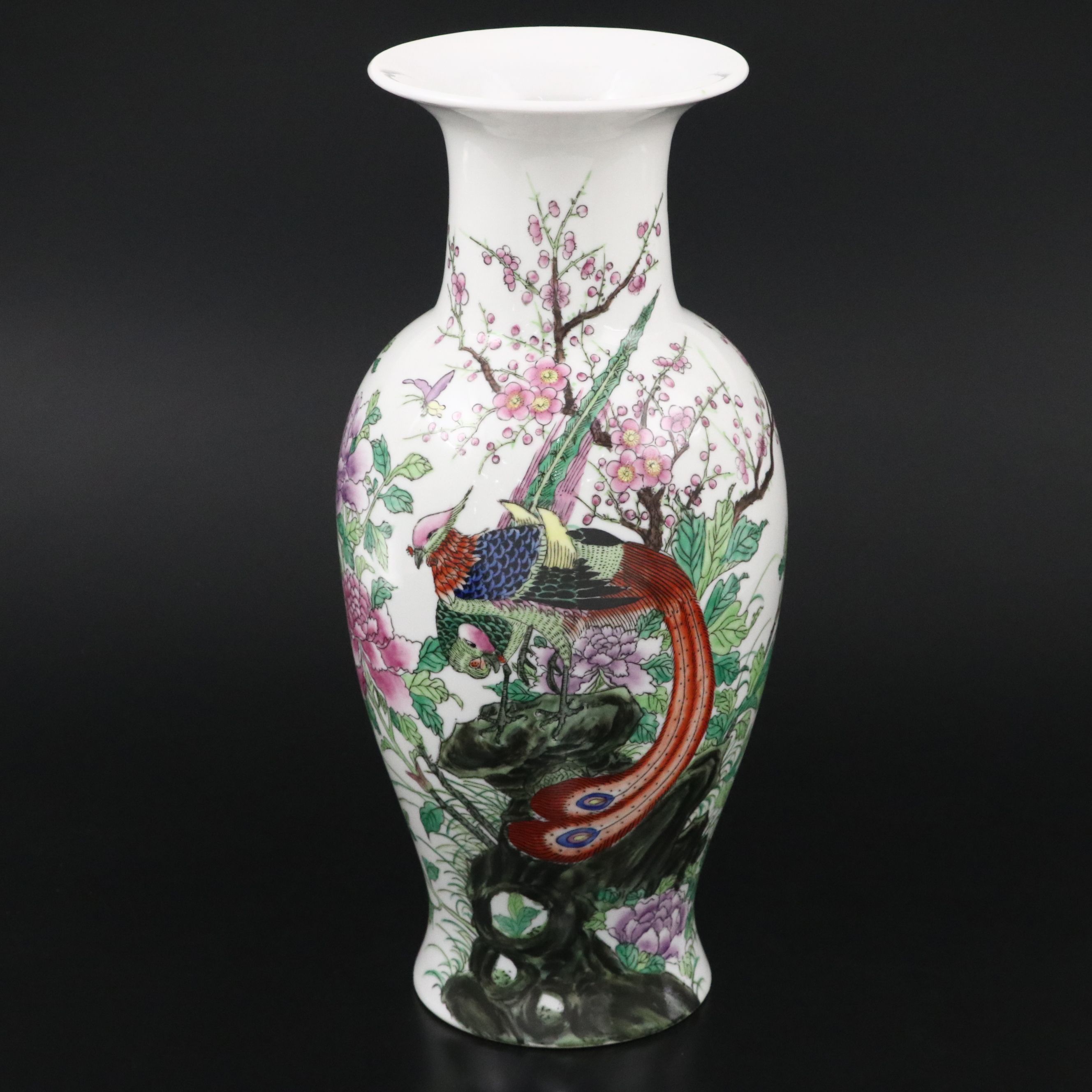 Chinese Famille Rose Hand-Painted Porcelain Vase
