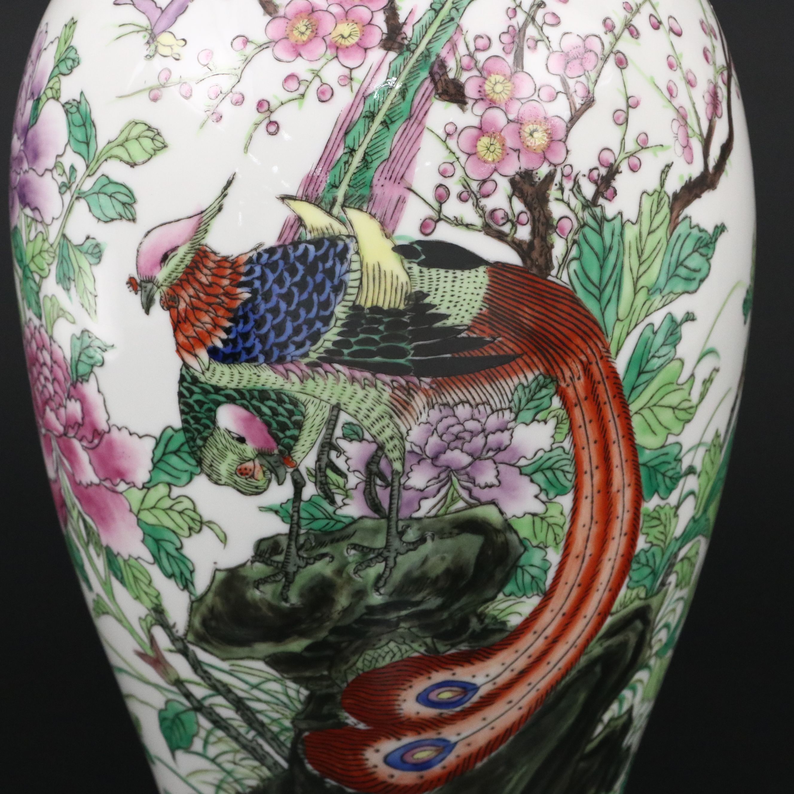 Chinese Famille Rose Hand-Painted Porcelain Vase