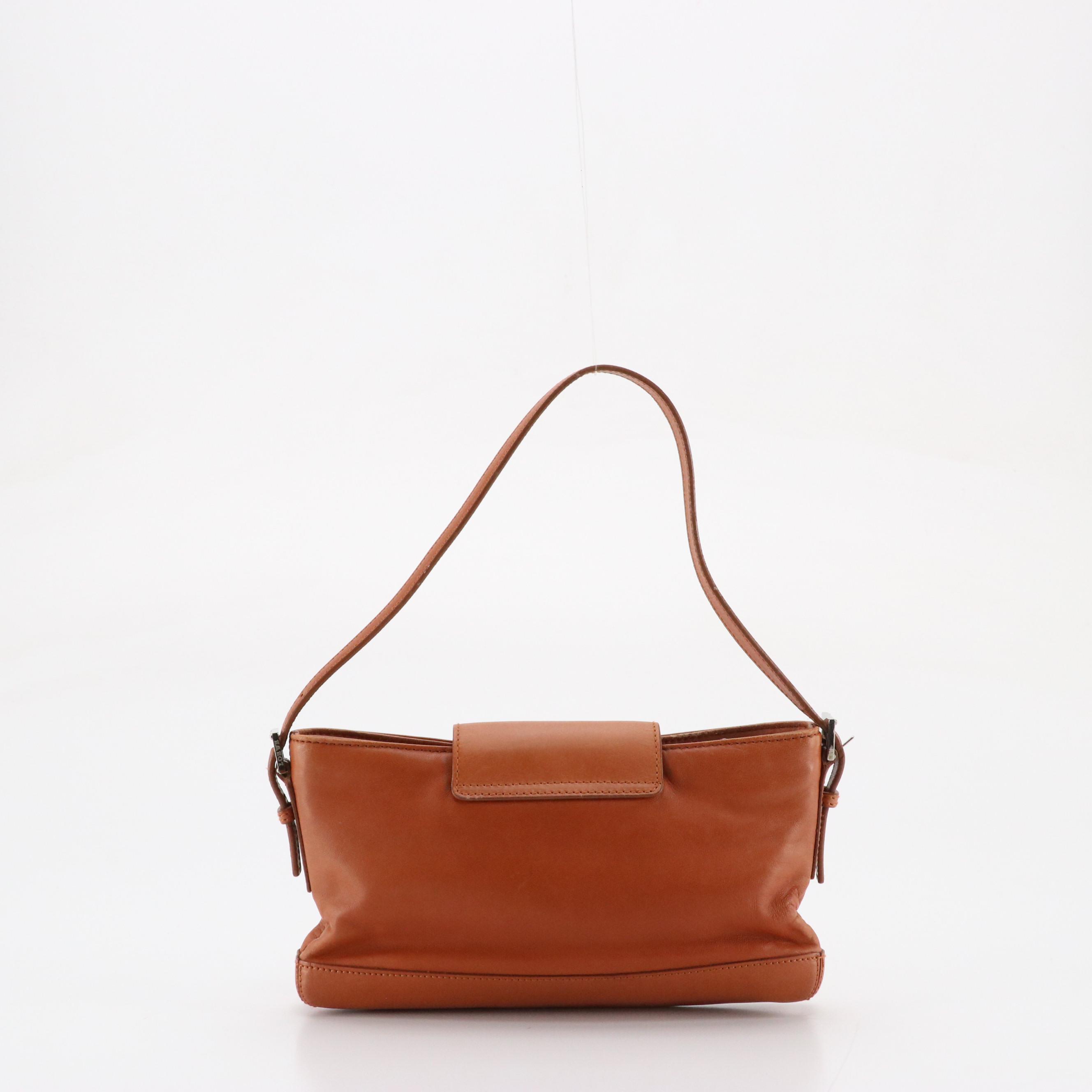 Loewe Small Baguette Shoulder Bag in Brown Lambskin Leather