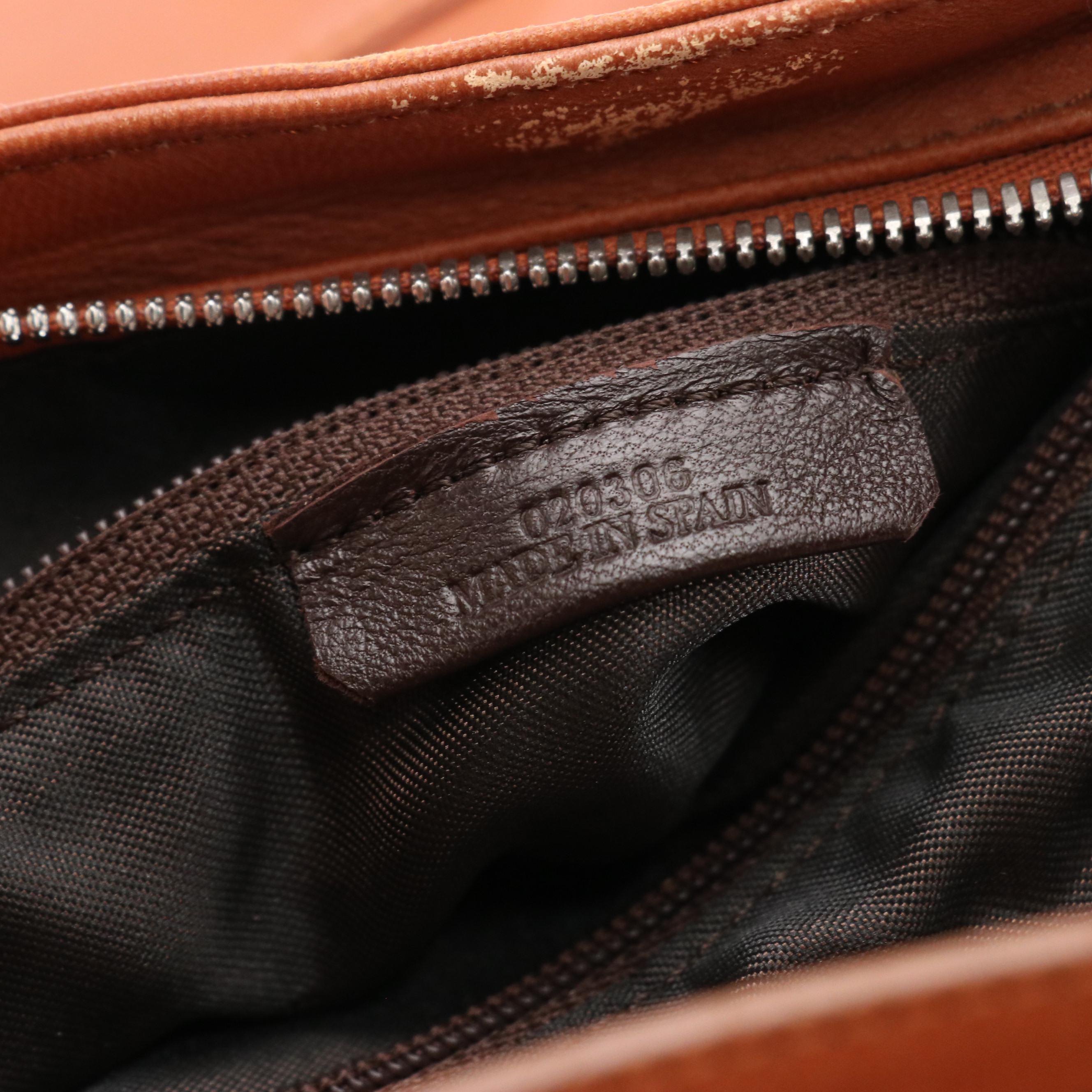 Loewe Small Baguette Shoulder Bag in Brown Lambskin Leather