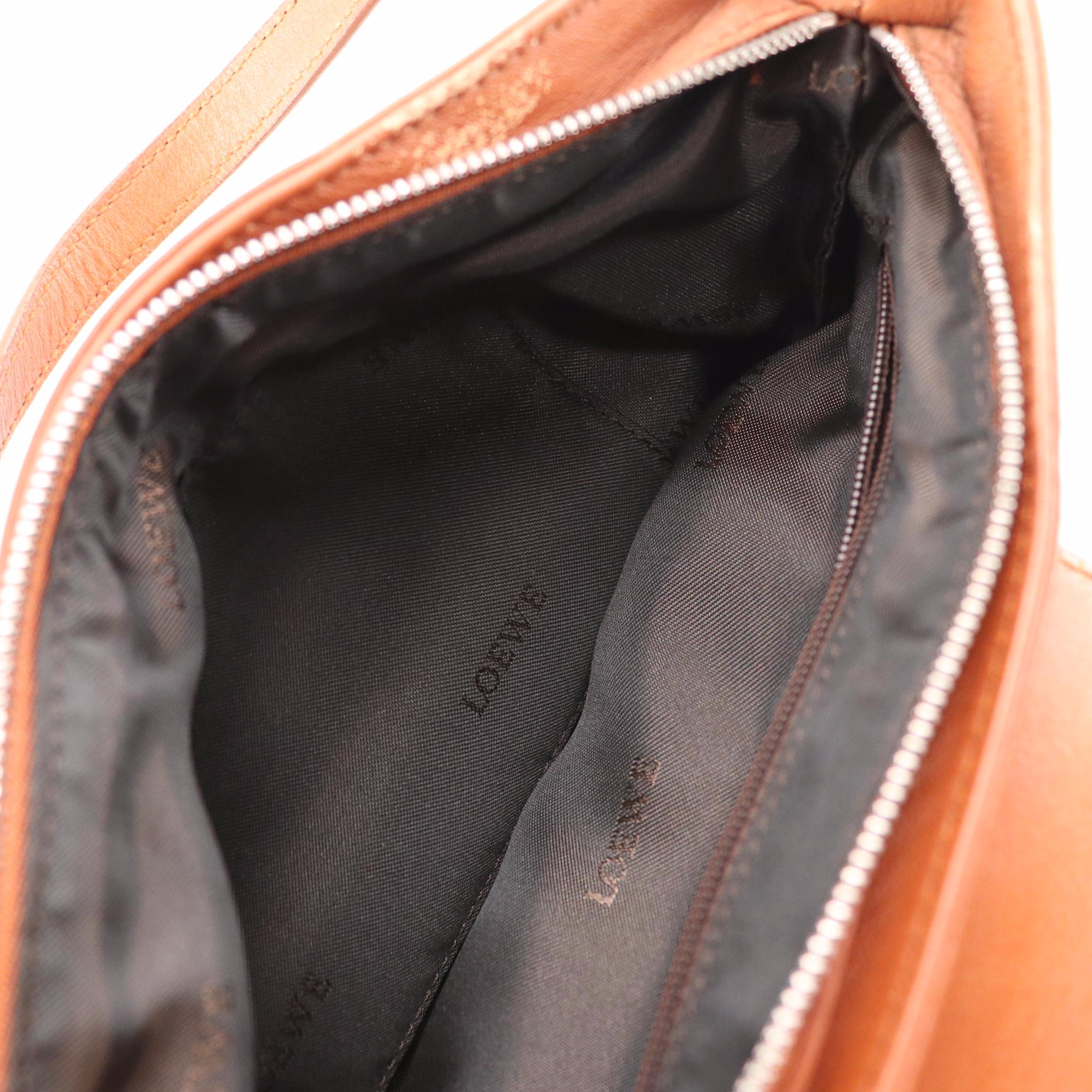 Loewe Small Baguette Shoulder Bag in Brown Lambskin Leather